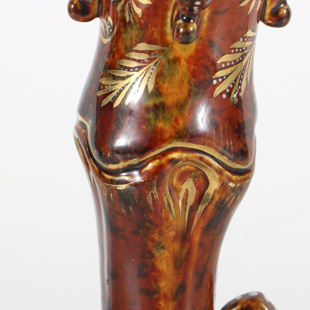 19th-Century Fischer J. Ceramic Trumpet Vase
