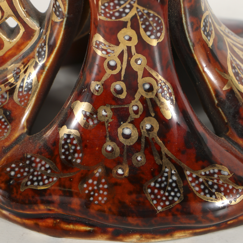 19th-Century Fischer J. Ceramic Trumpet Vase