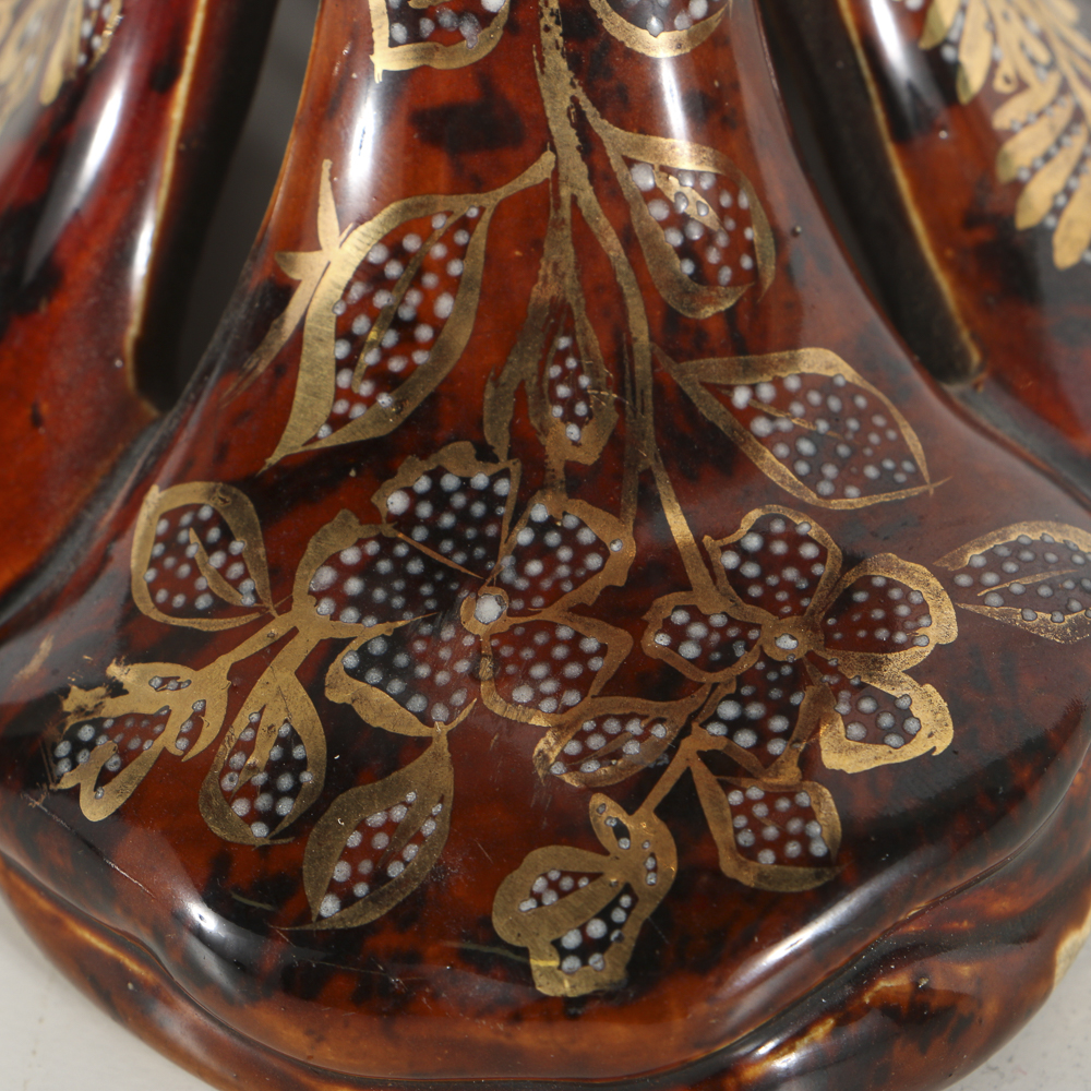 19th-Century Fischer J. Ceramic Trumpet Vase