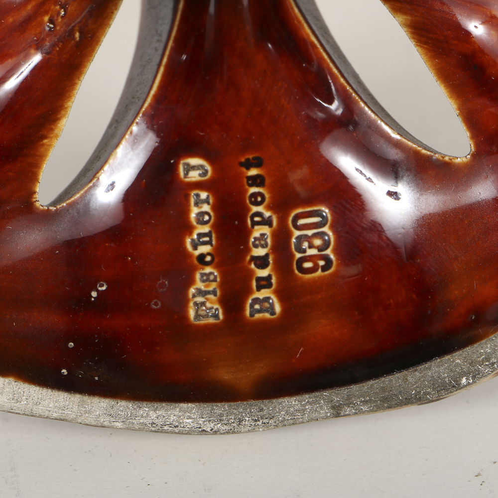 19th-Century Fischer J. Ceramic Trumpet Vase