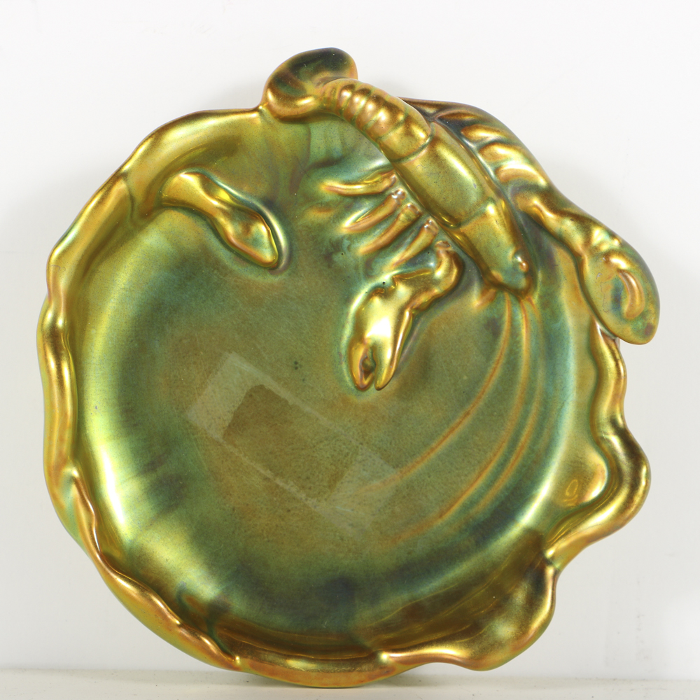 Zsolnay Ceramic Lobster Figural Dish