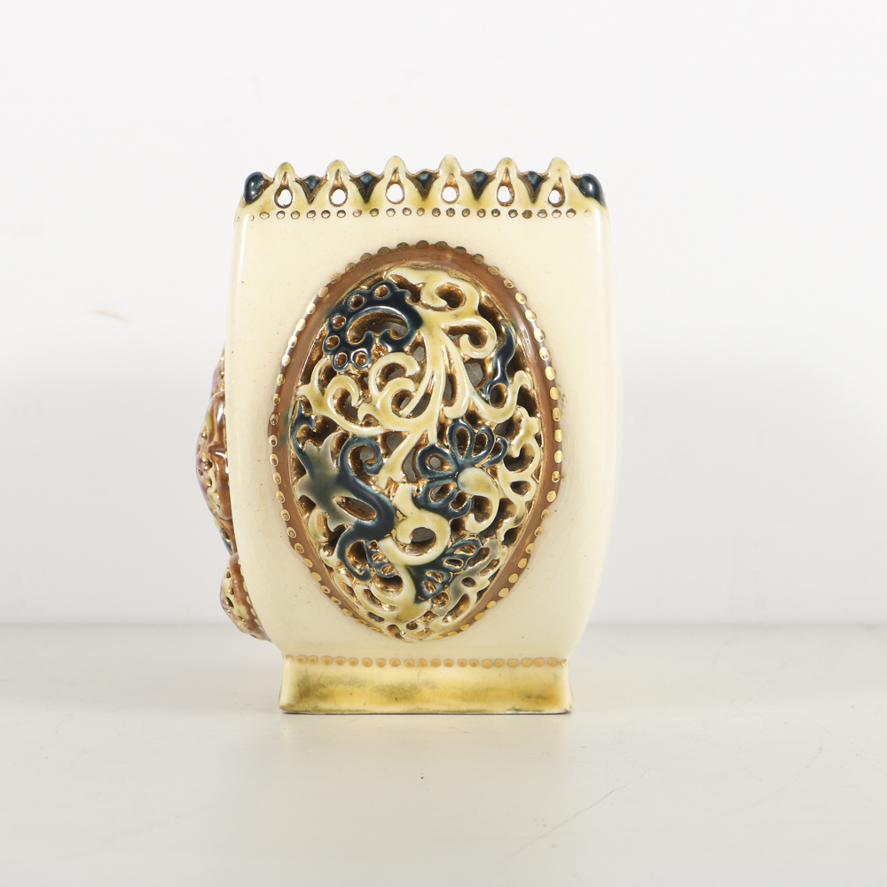 19th-Century Zsolnay Reticulated Ceramic Centerpiece