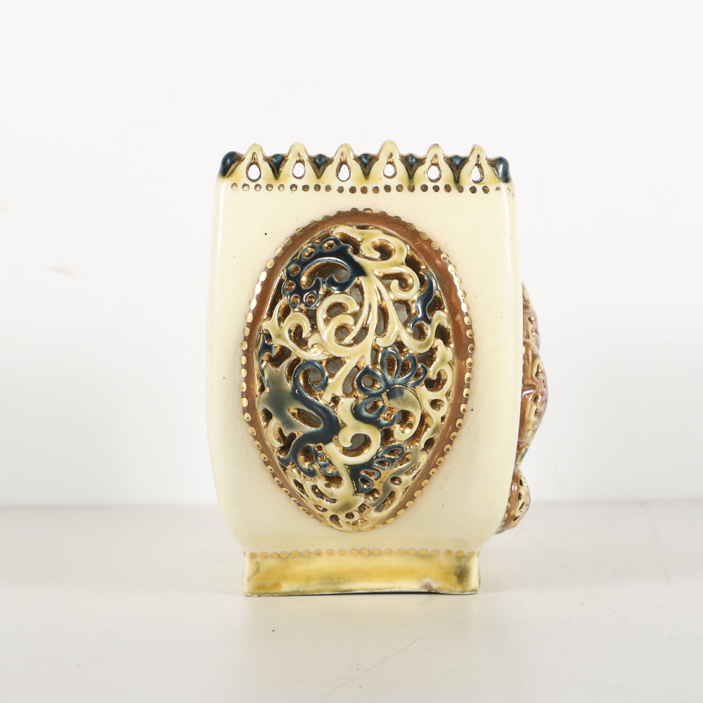 19th-Century Zsolnay Reticulated Ceramic Centerpiece