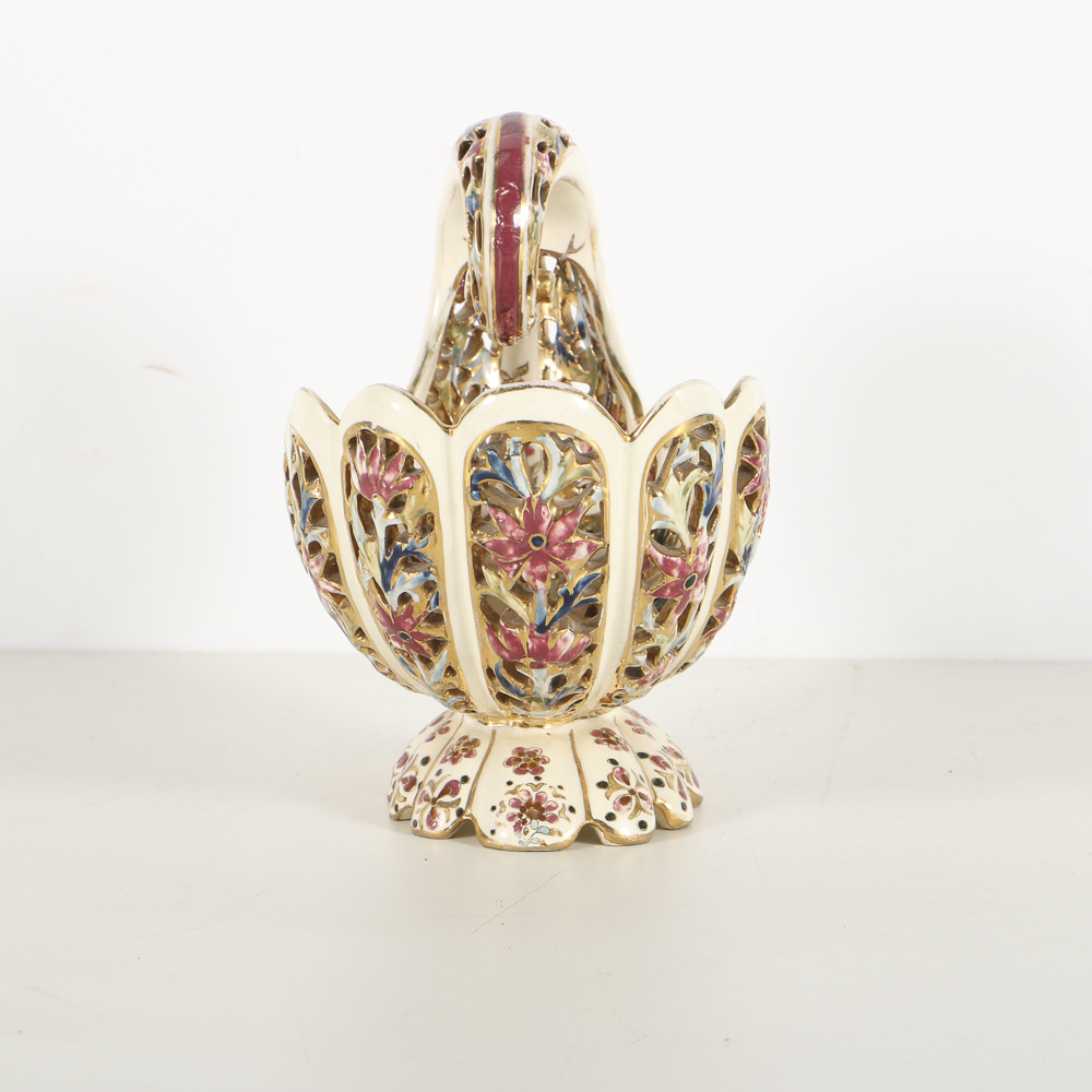 19th-Century Fischer J. Reticulated Ceramic Shell Console Bowl