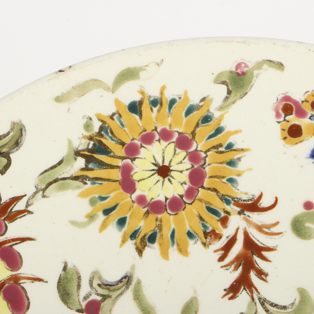 19th-Century Fischer J. Hand Painted Ceramic Charger