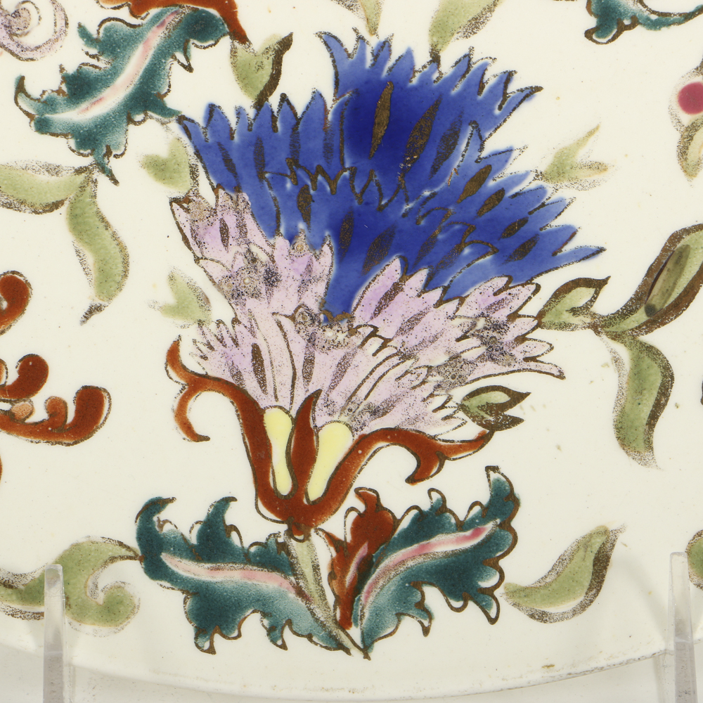 19th-Century Fischer J. Hand Painted Ceramic Charger