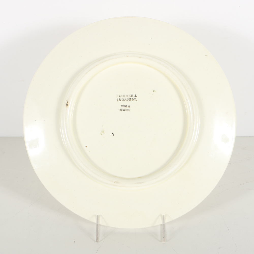 19th-Century Fischer J. Hand Painted Ceramic Charger