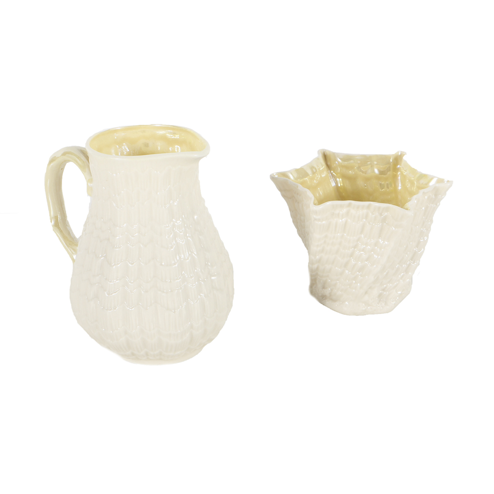1965 Belleek Pottery "Tridacna" Porcelain Jug and Bowl