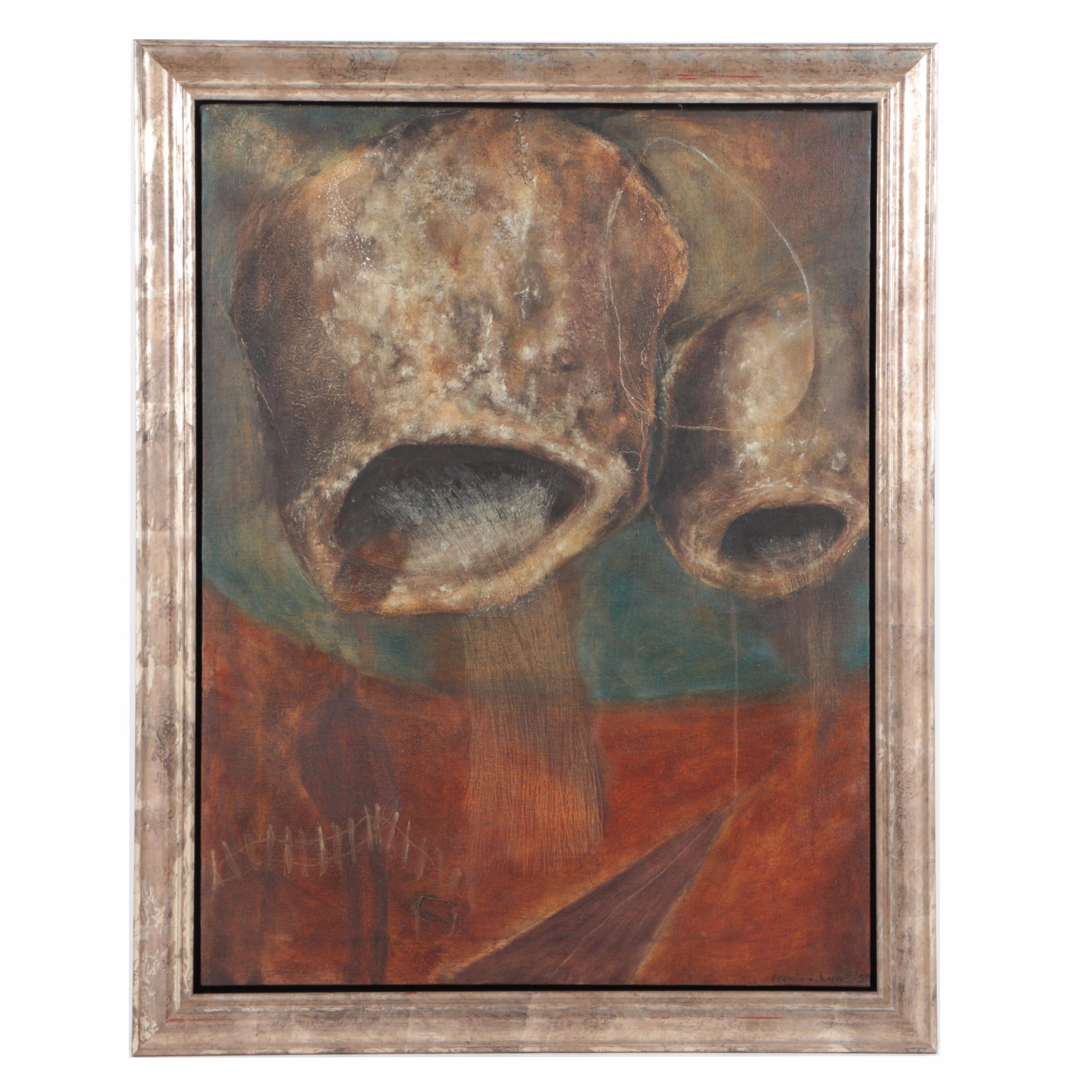 Francis D. Torres Oil Painting on Canvas "Faim pour une Pluie du Desert"