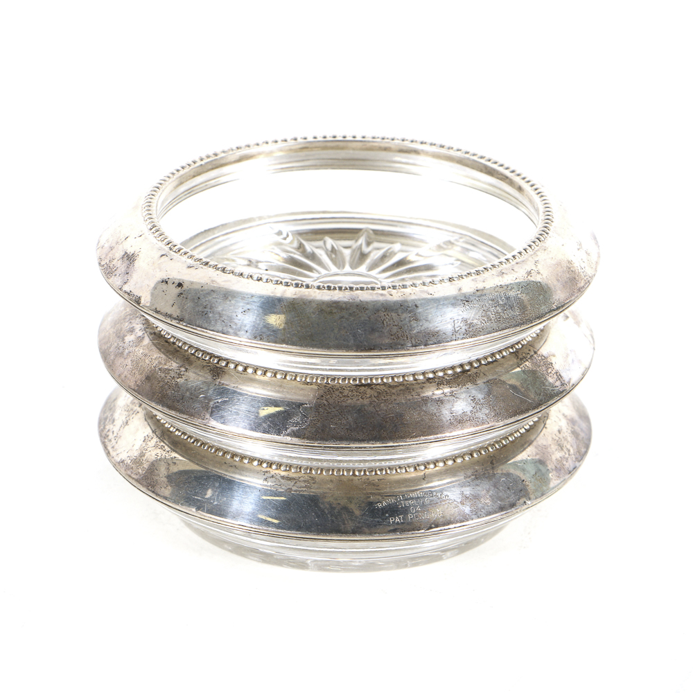 Frank M. Whiting Sterling and Cut Glass Coasters