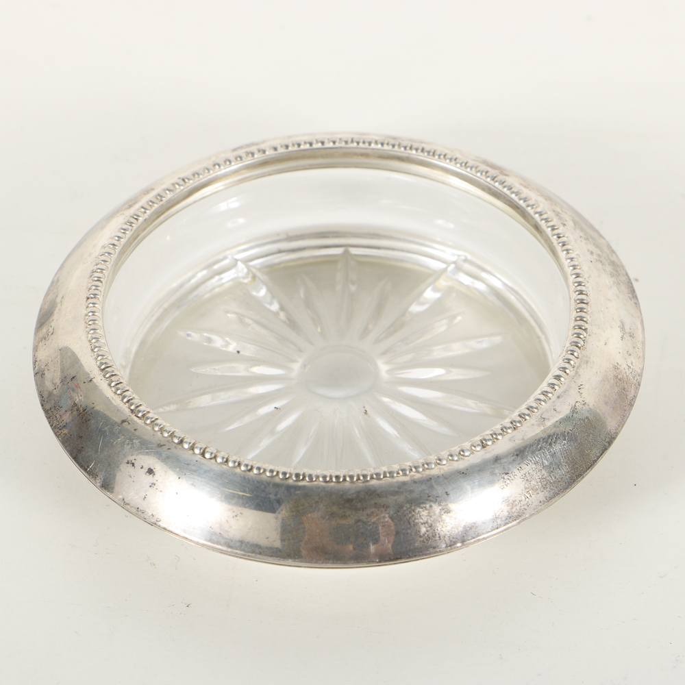 Frank M. Whiting Sterling and Cut Glass Coasters