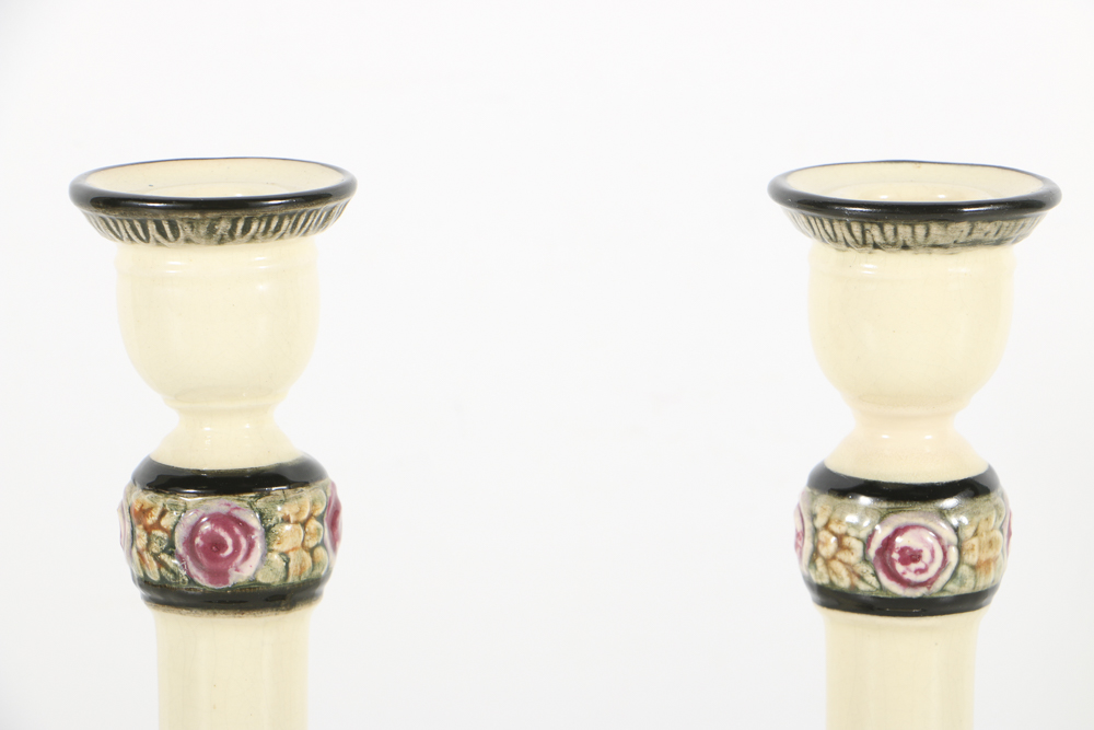 Weller Pottery Art Nouveau Candlesticks