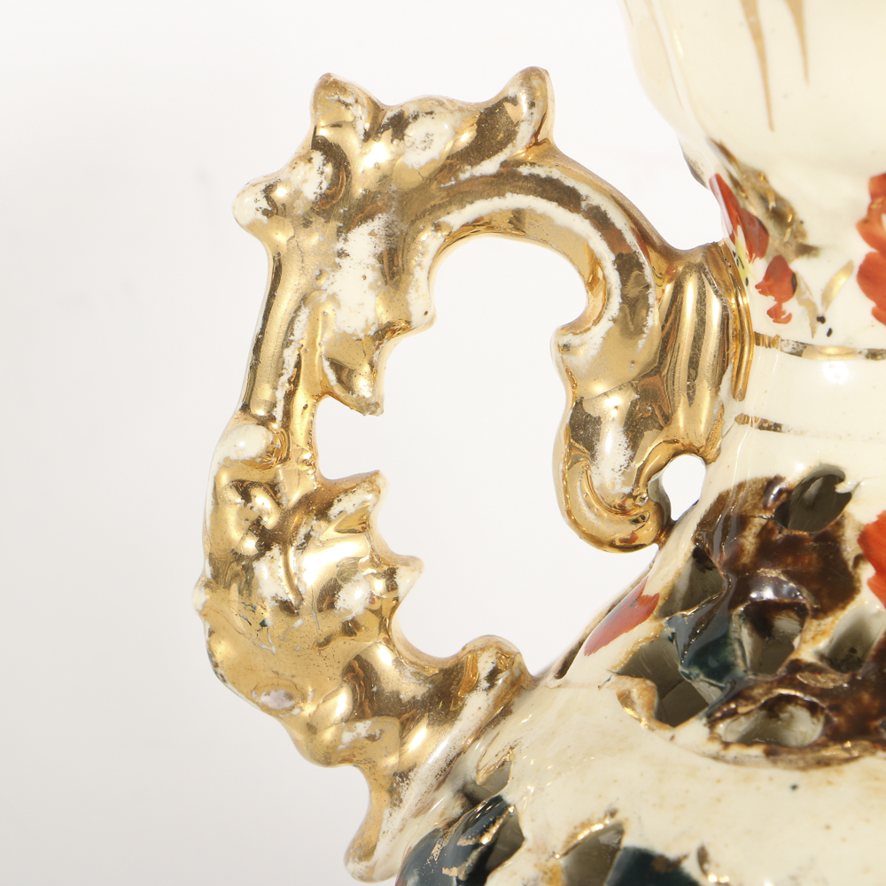 19th-Century Fischer J. Reticulated Ceramic Urn