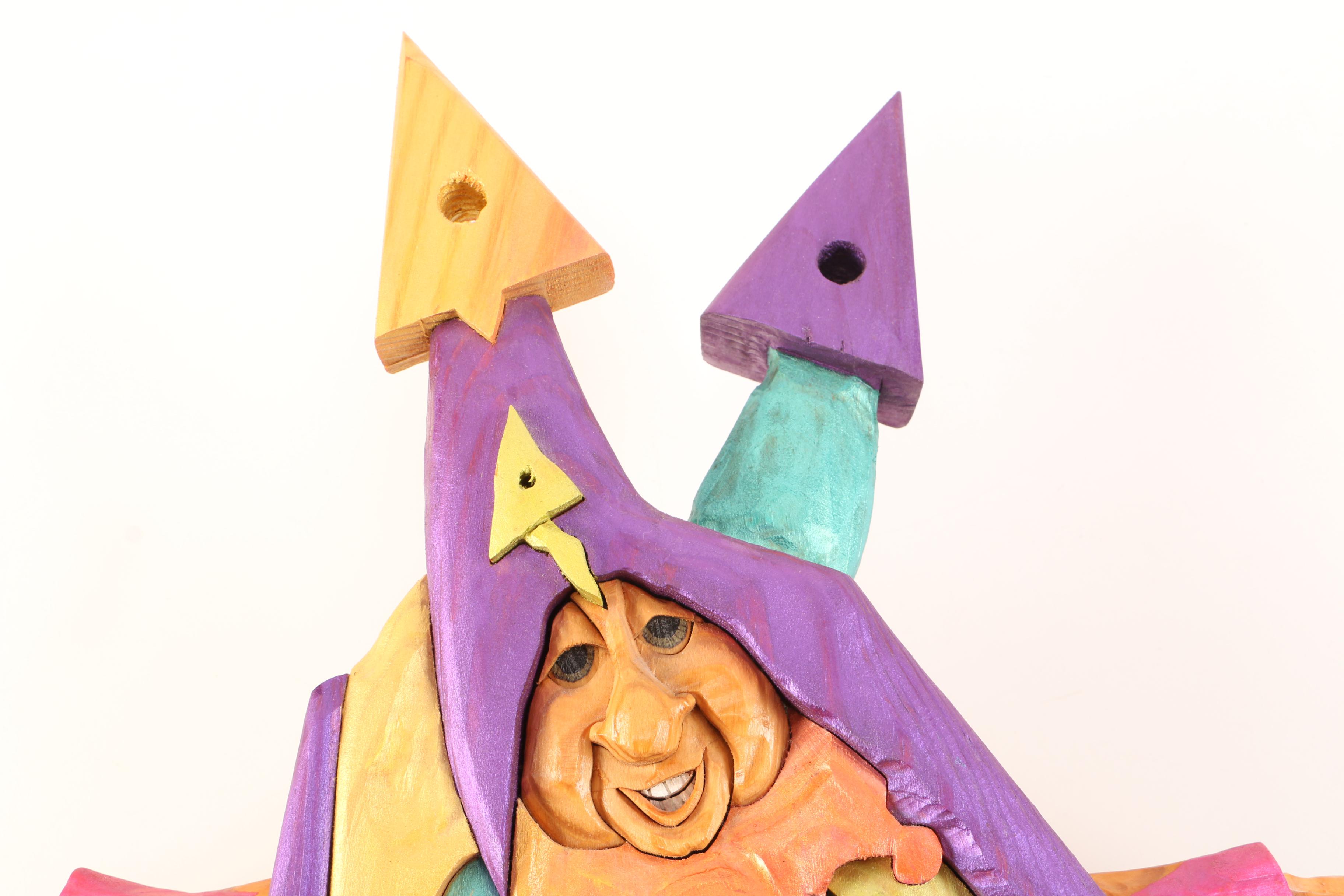 Pitz Studio 2006 Carved Wooden Jester Wall Decor With Inner Compartment