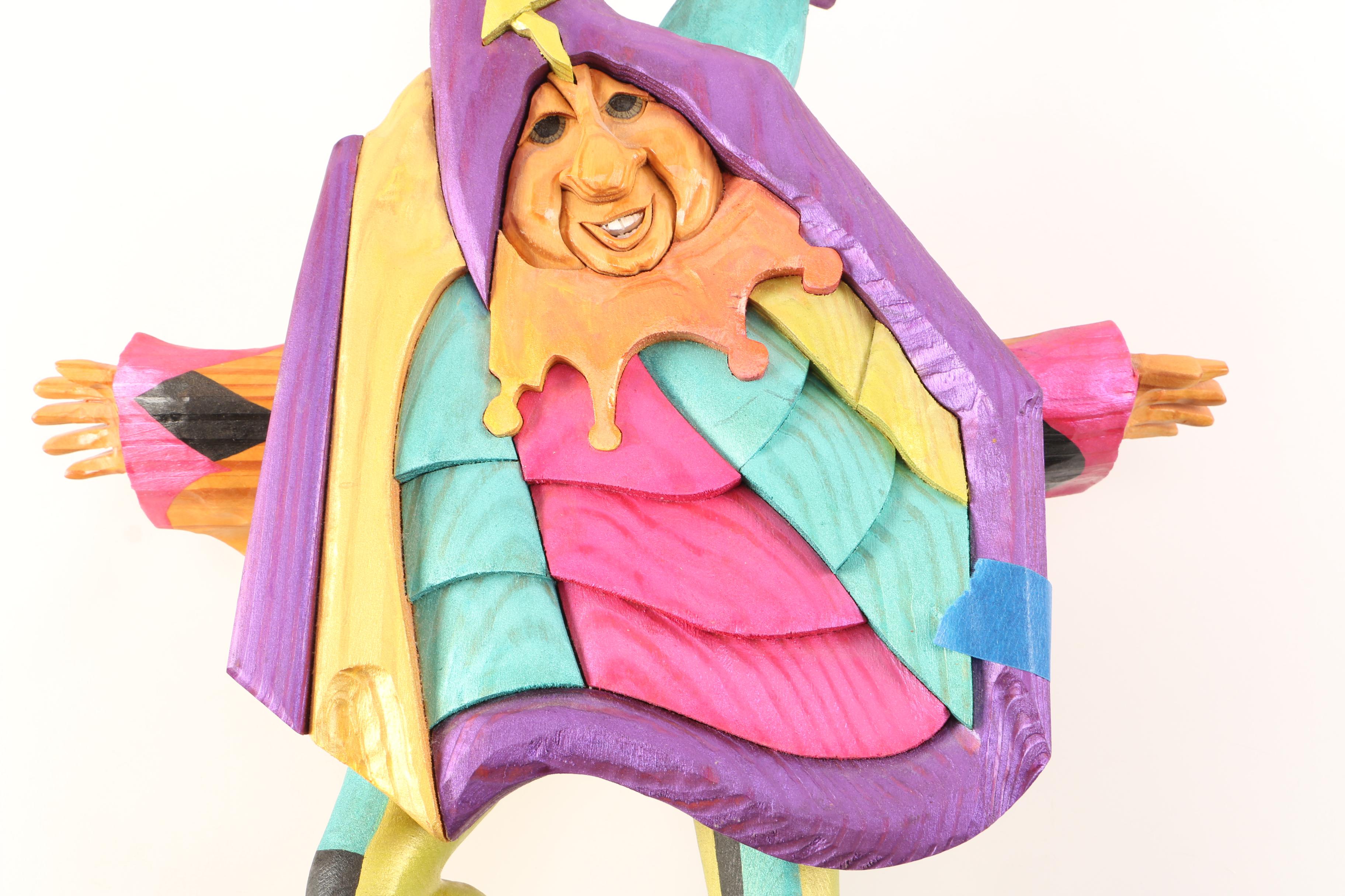 Pitz Studio 2006 Carved Wooden Jester Wall Decor With Inner Compartment