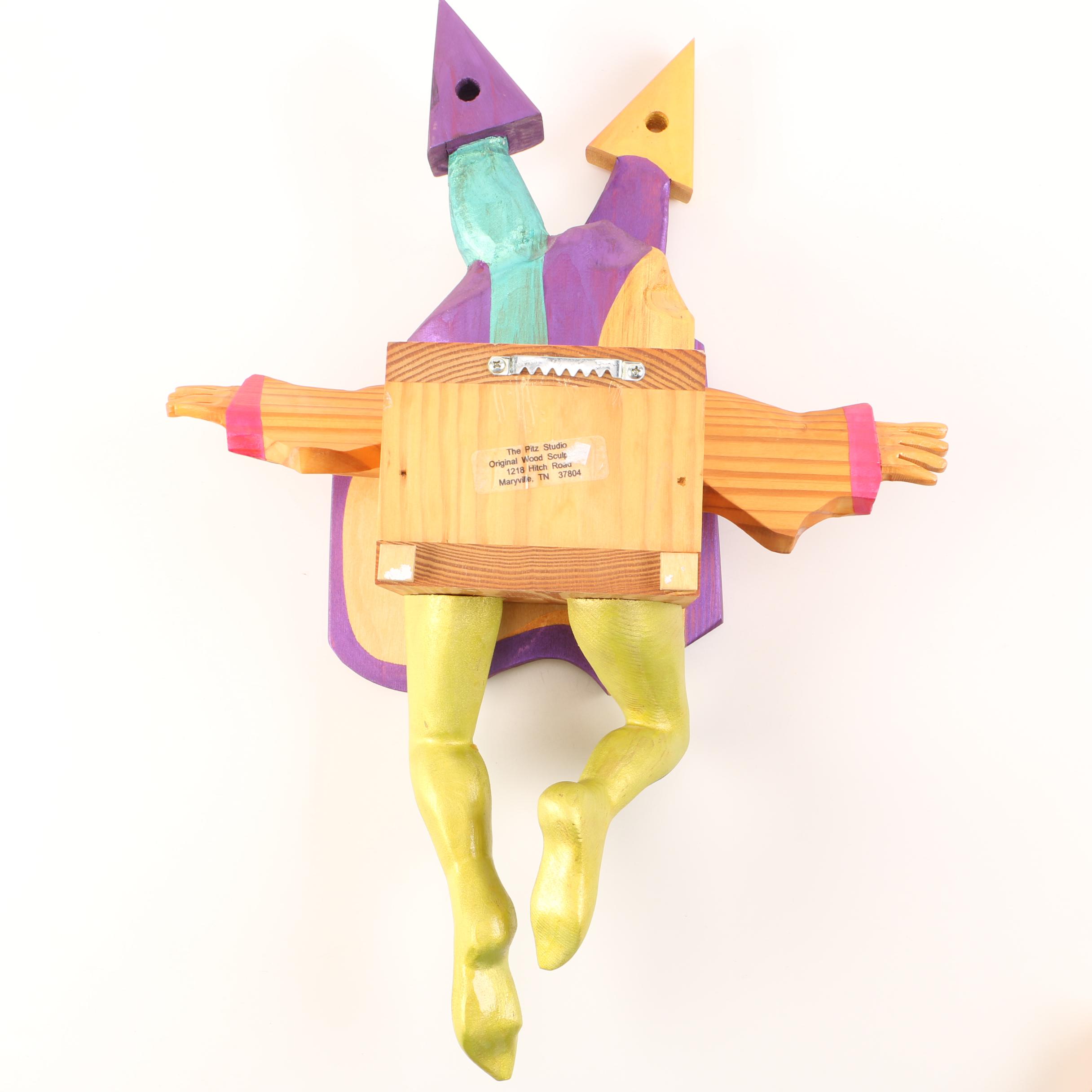 Pitz Studio 2006 Carved Wooden Jester Wall Decor With Inner Compartment