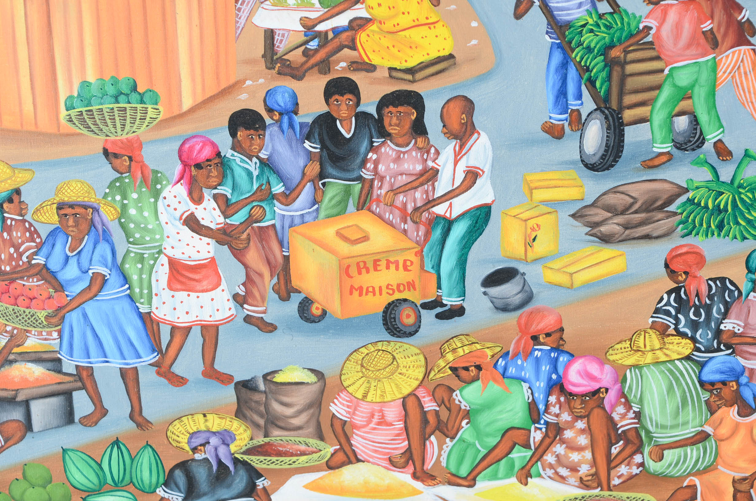 Camille Fritz Original Haitian Tempera Folk Art Painting on Canvas Board