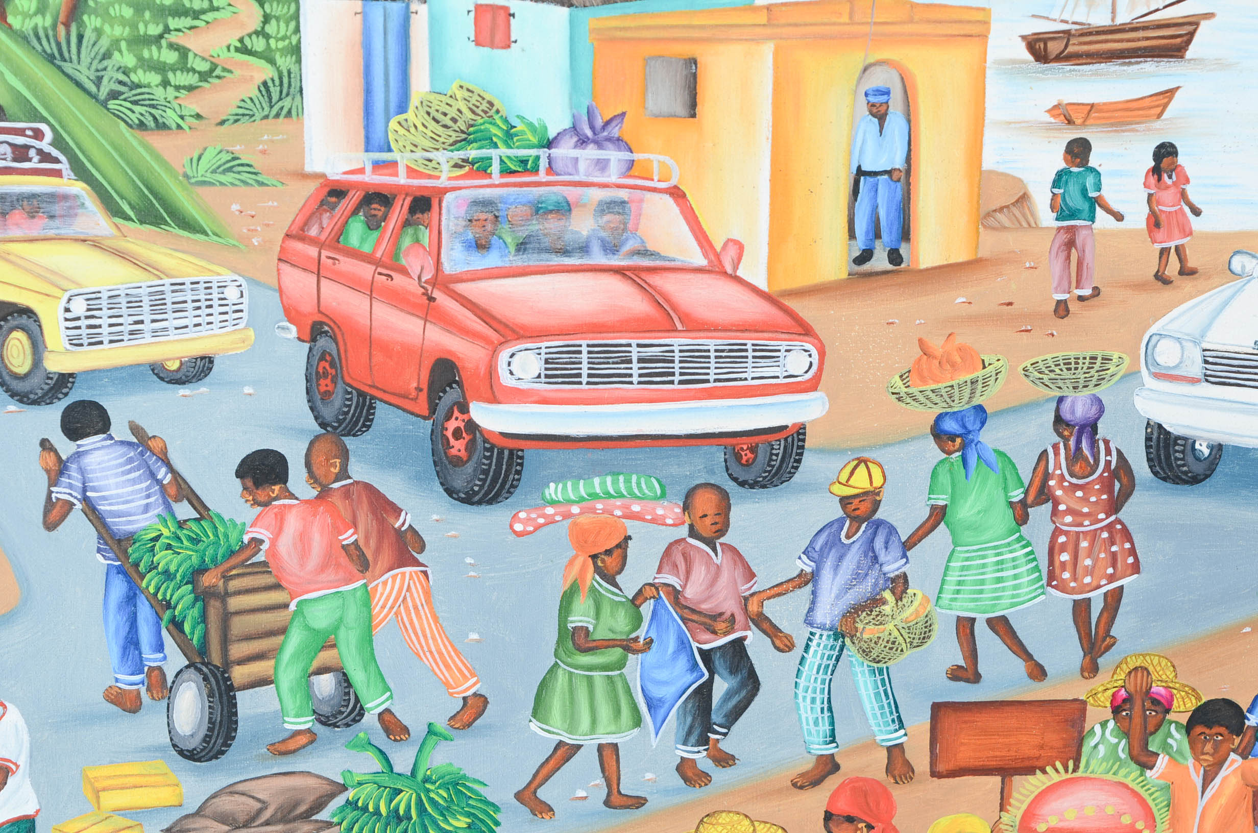 Camille Fritz Original Haitian Tempera Folk Art Painting on Canvas Board