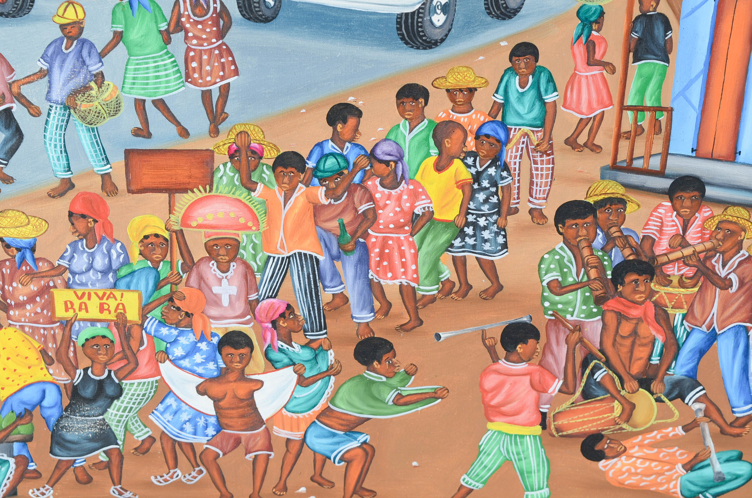 Camille Fritz Original Haitian Tempera Folk Art Painting on Canvas Board