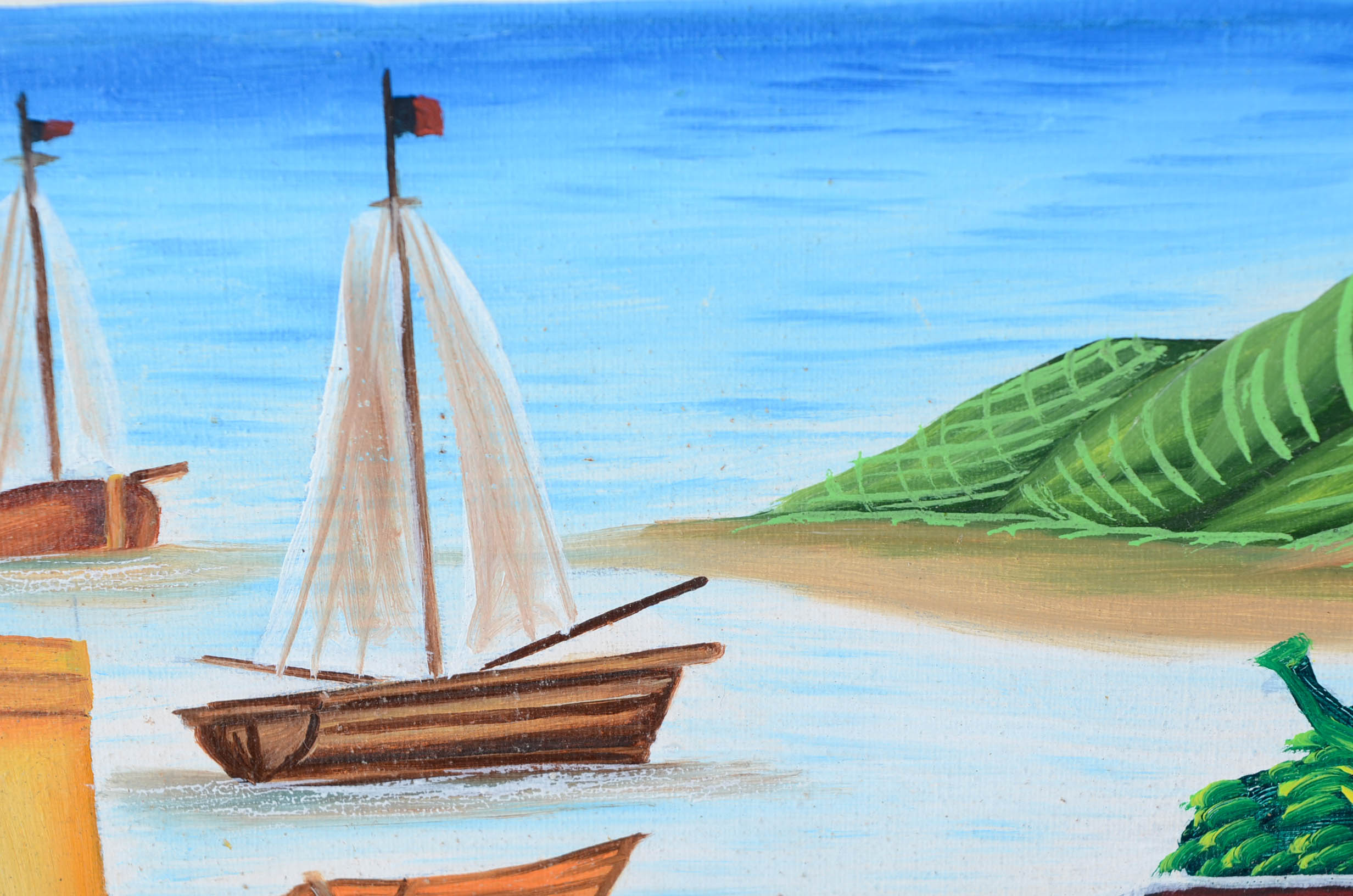 Camille Fritz Original Haitian Tempera Folk Art Painting on Canvas Board