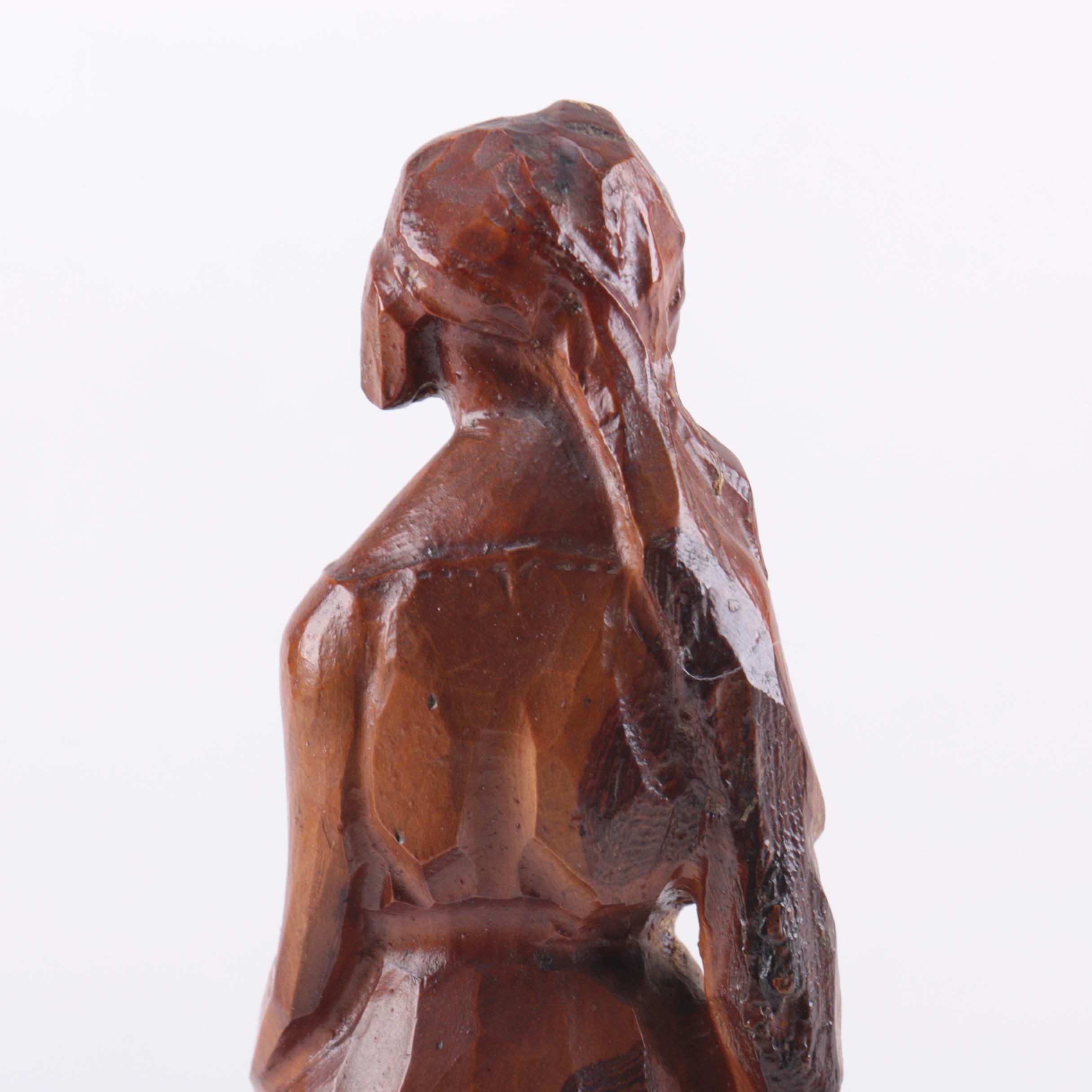 N.A. Sandin Wood Carving of a Woman and a Carved Cup