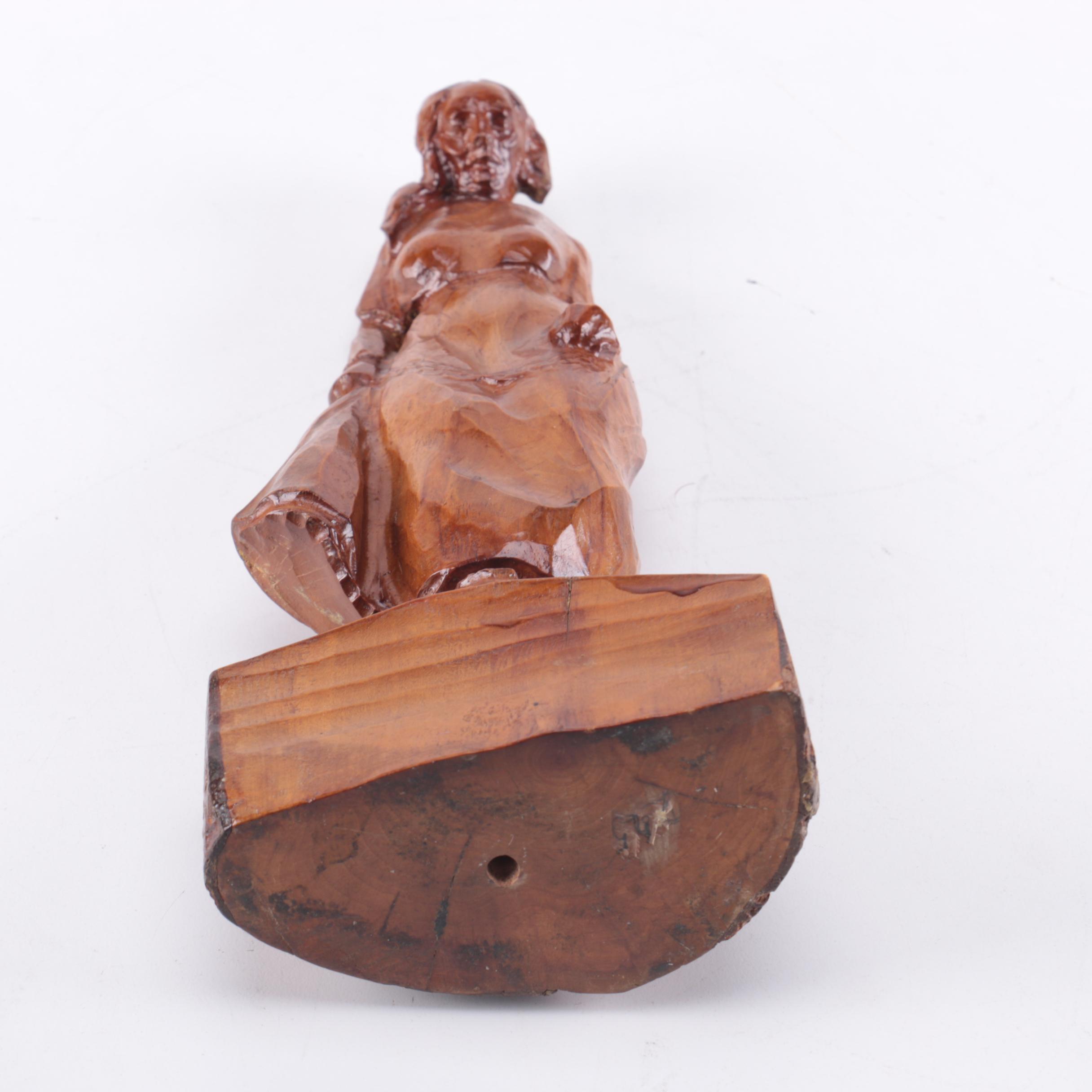 N.A. Sandin Wood Carving of a Woman and a Carved Cup