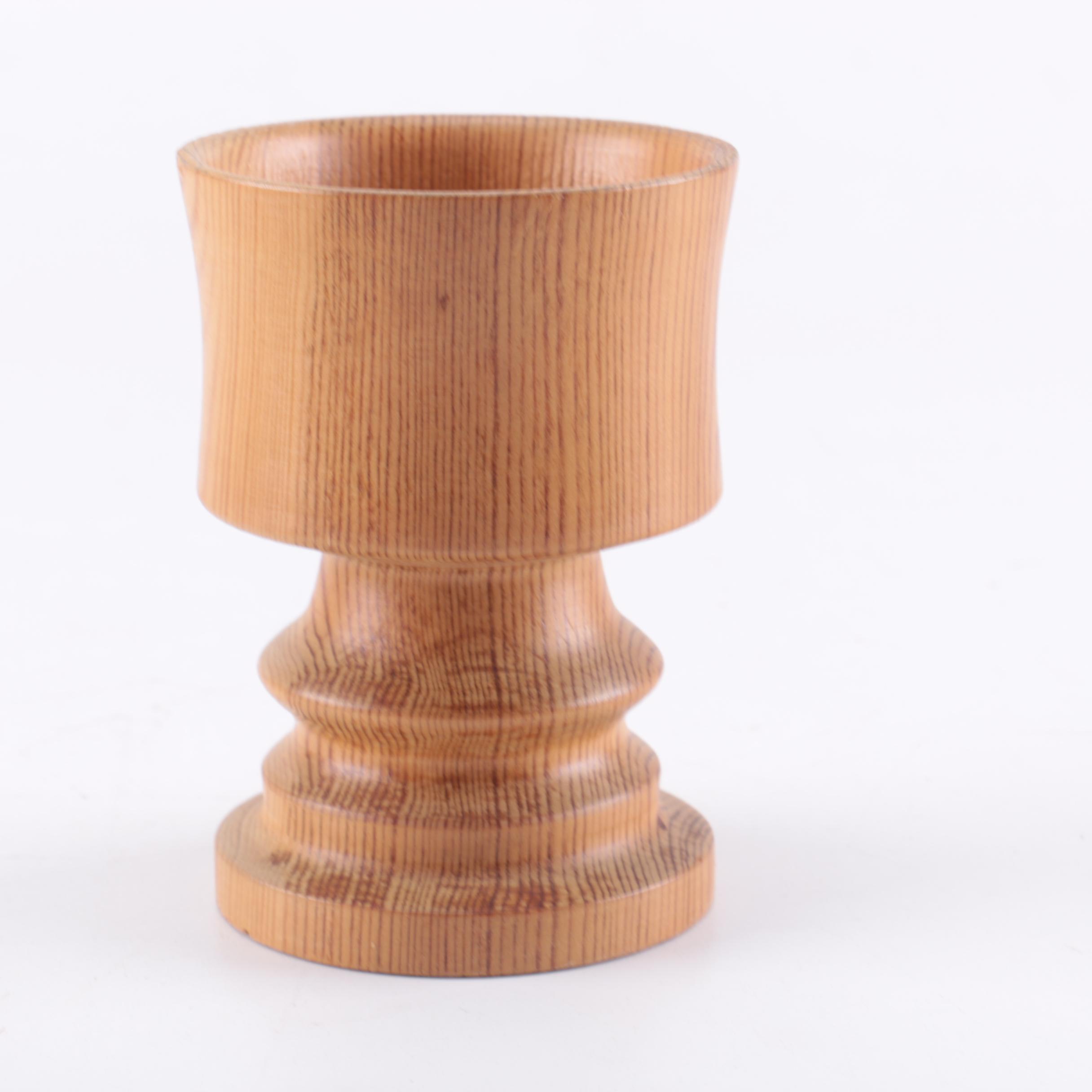 N.A. Sandin Wood Carving of a Woman and a Carved Cup