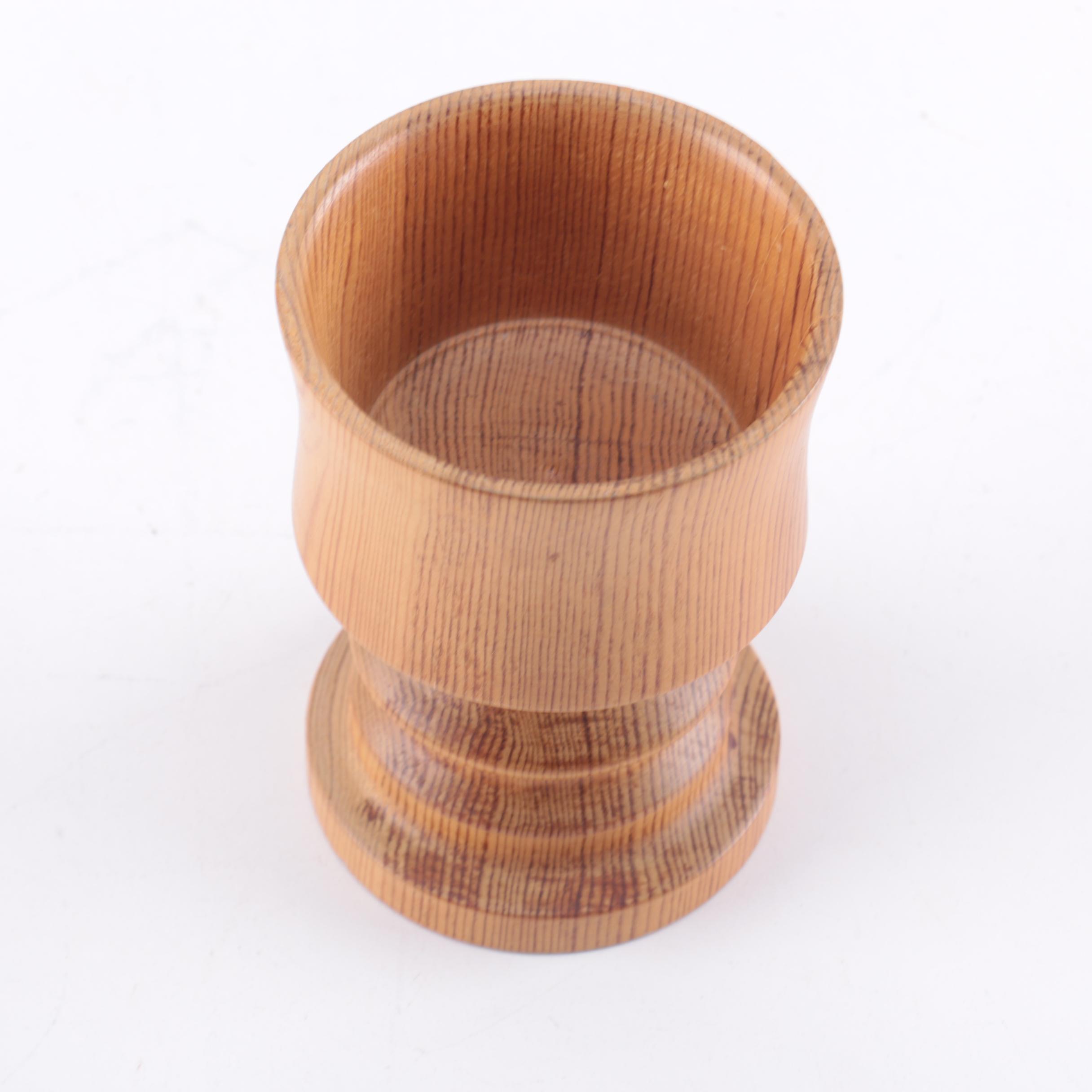 N.A. Sandin Wood Carving of a Woman and a Carved Cup