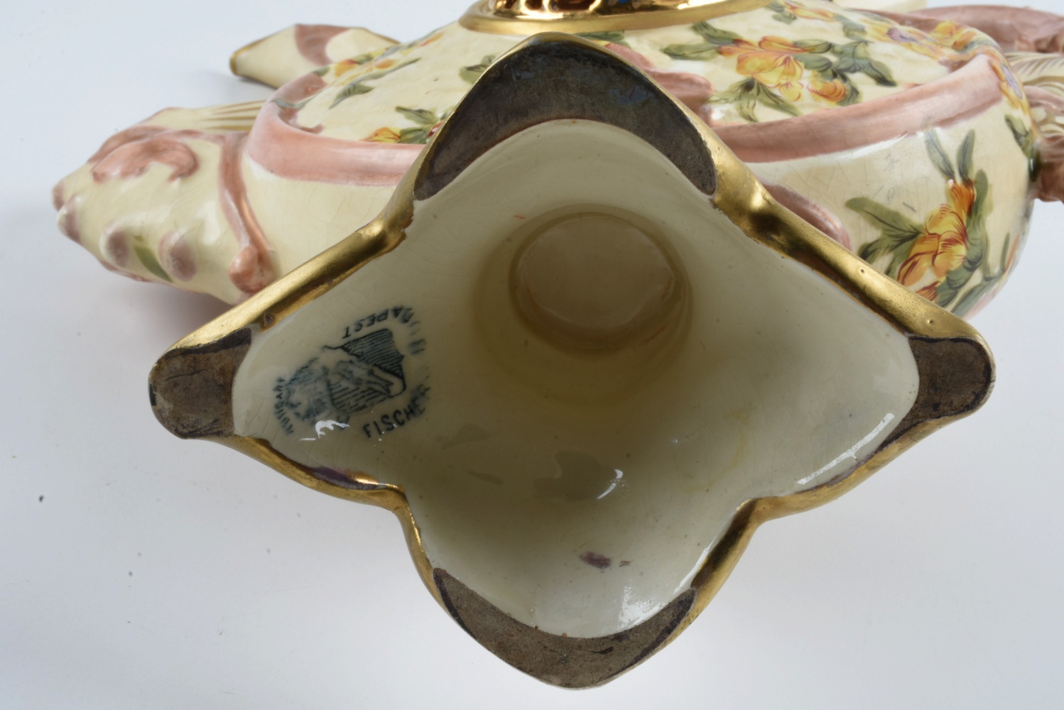 19th-Century Fischer J. Hand Painted Ceramic Ewer