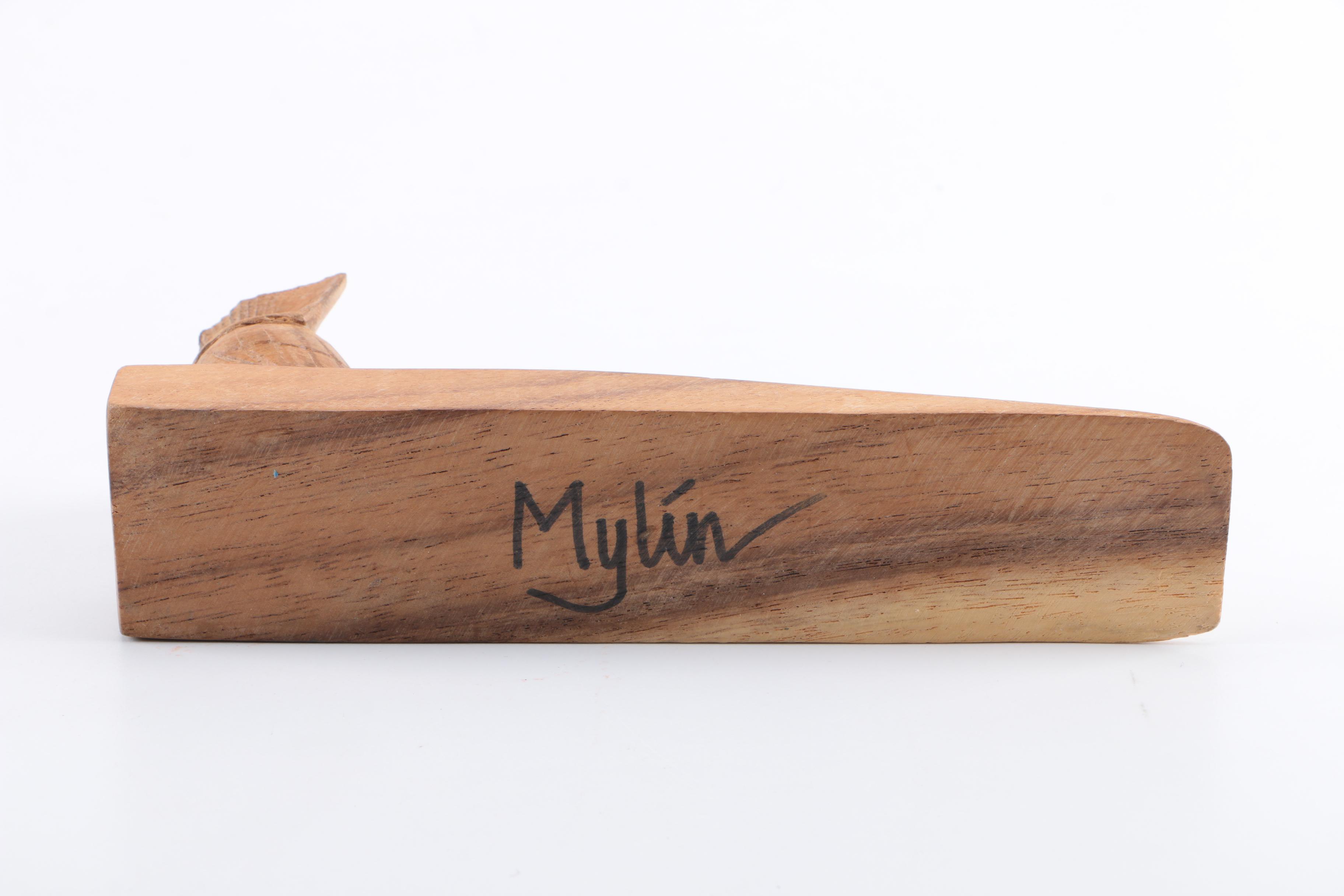 Bird-Themed Decorations Including Copper Nekras Bookend