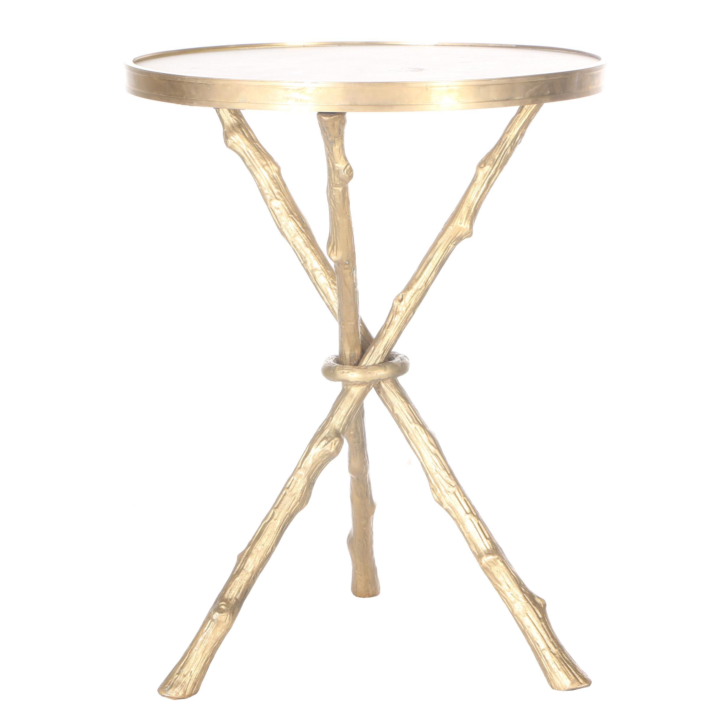 Marble and Brass Modern Twig Tripod Side Table by Global Views
