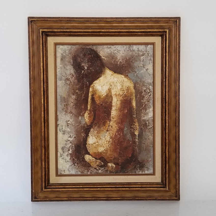 Signed Barton Nude Oil On Canvas