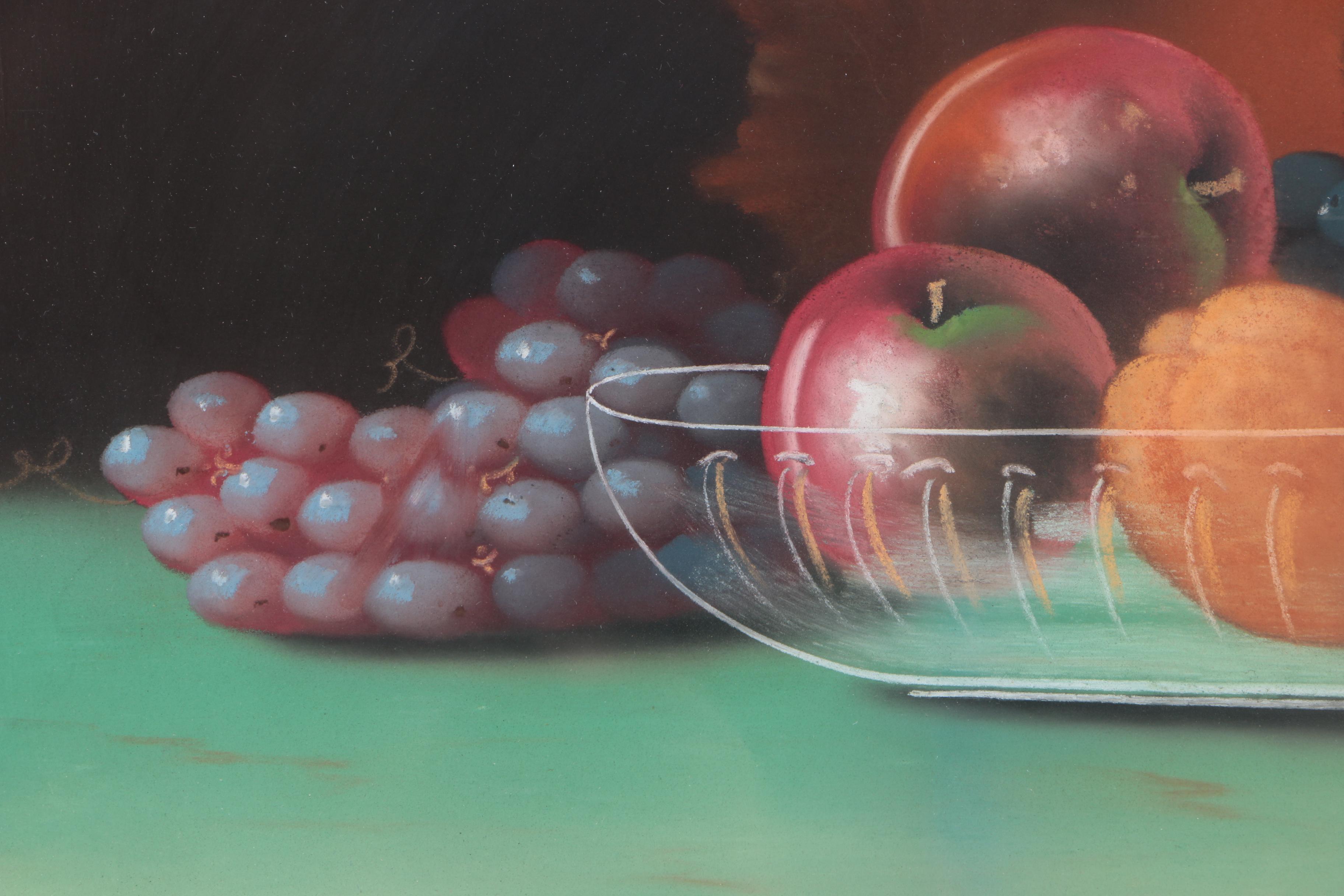 George Hadland Pastel Drawing of Still Life featuring Fruit