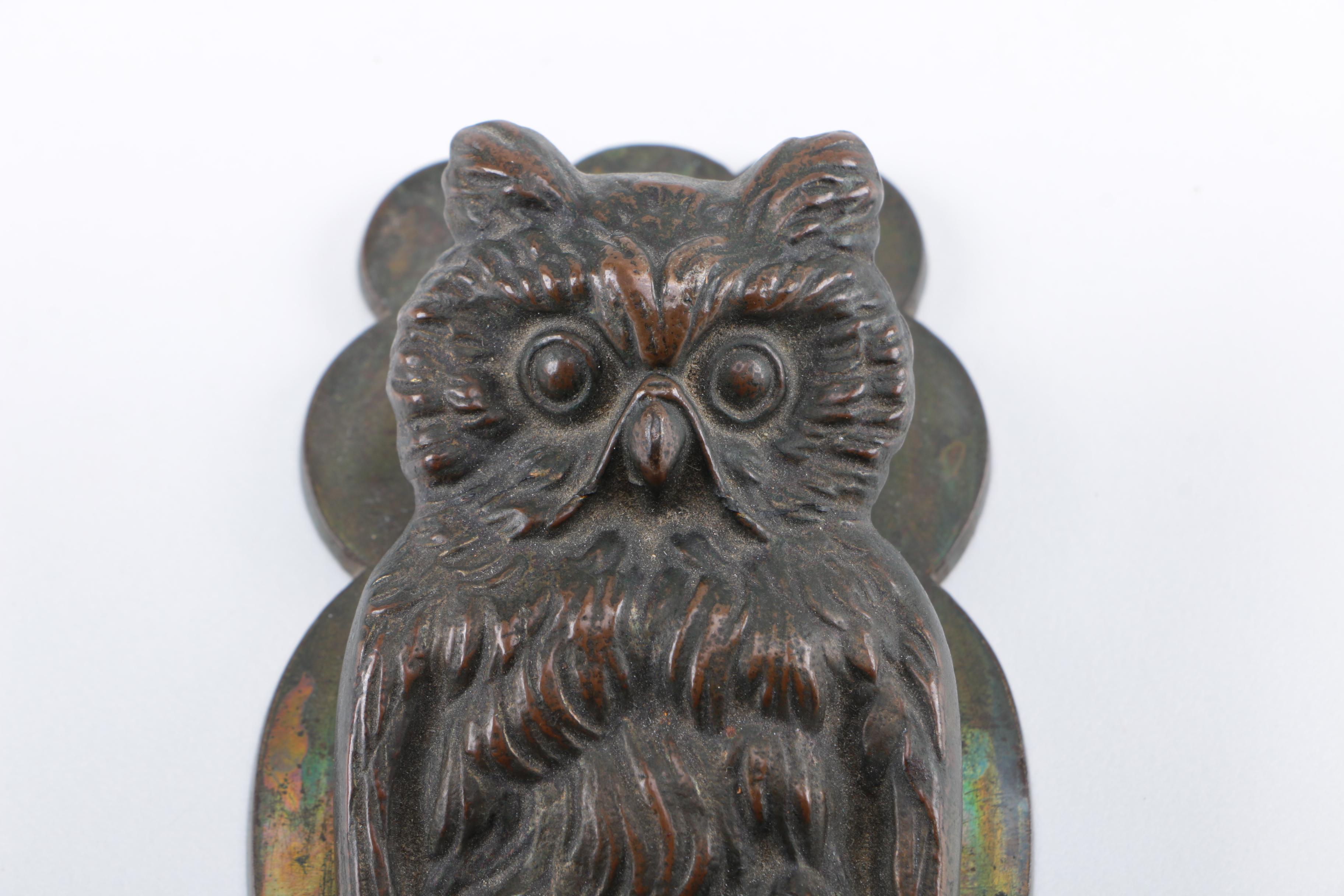 Antique Victorian Cast Metal Owl Clip