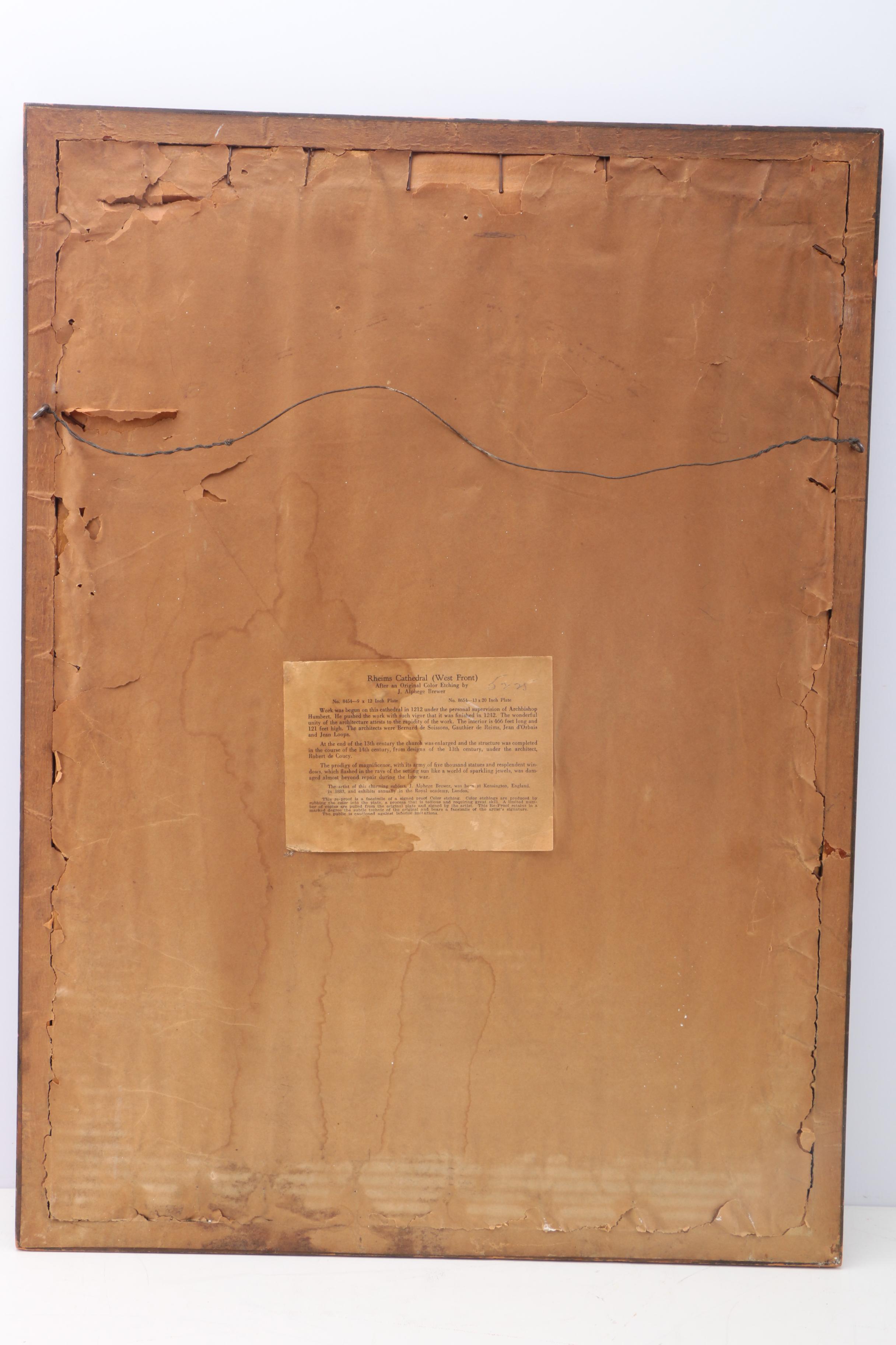 Reproduction Print After James Alphege Brewer's "Rheims Cathedral (West Front)"