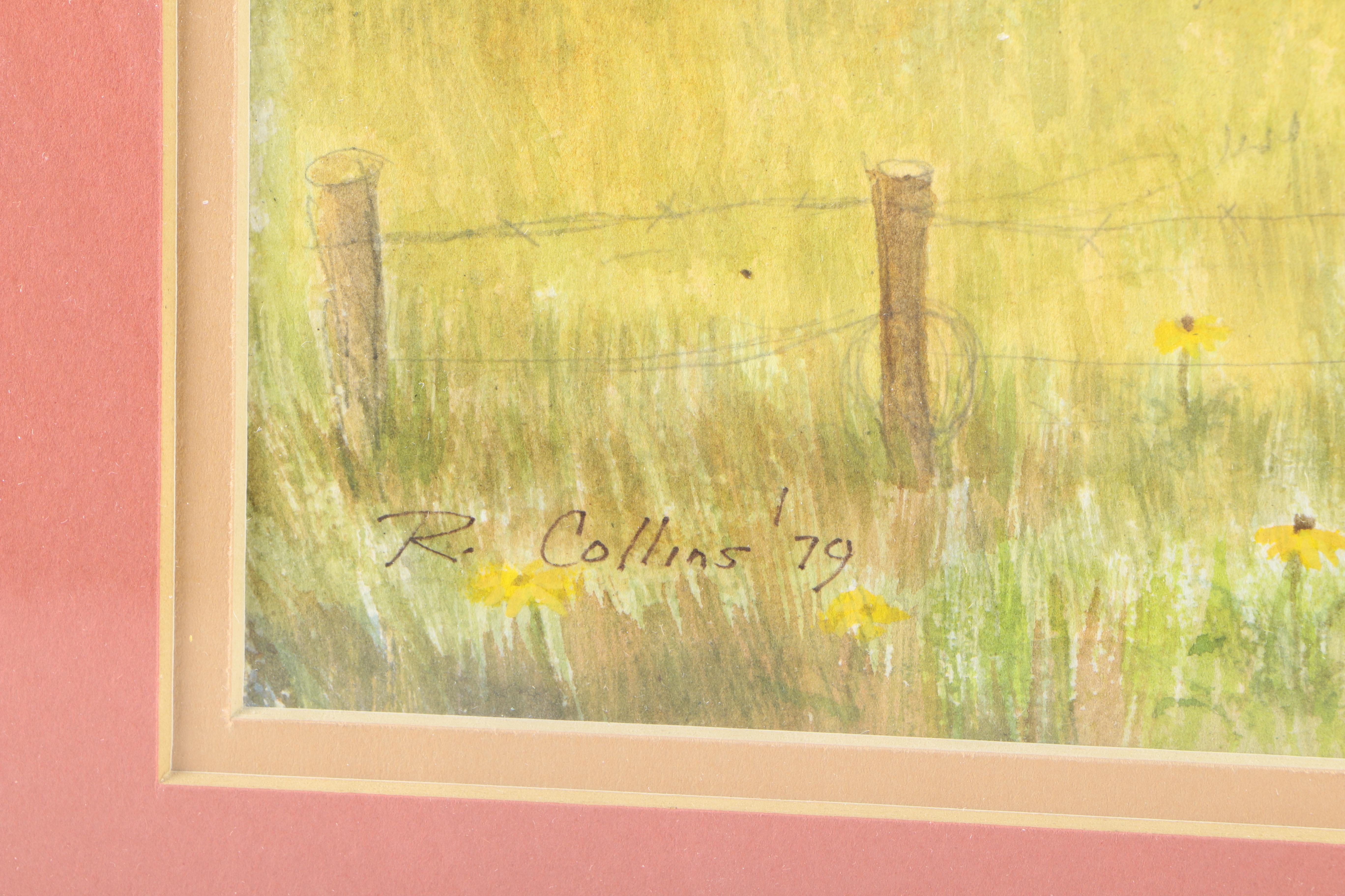 Raymond E. Collins 1979 Watercolor Painting on Paper of Landscape With Barn