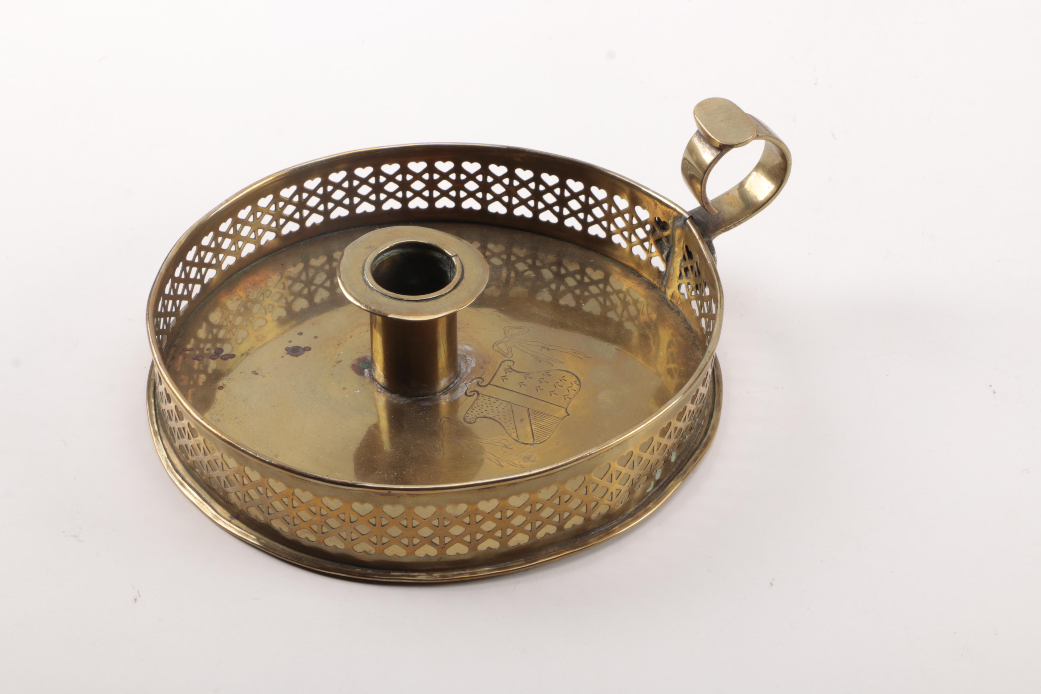 Antique Brass Candlesticks Including Push-Ups