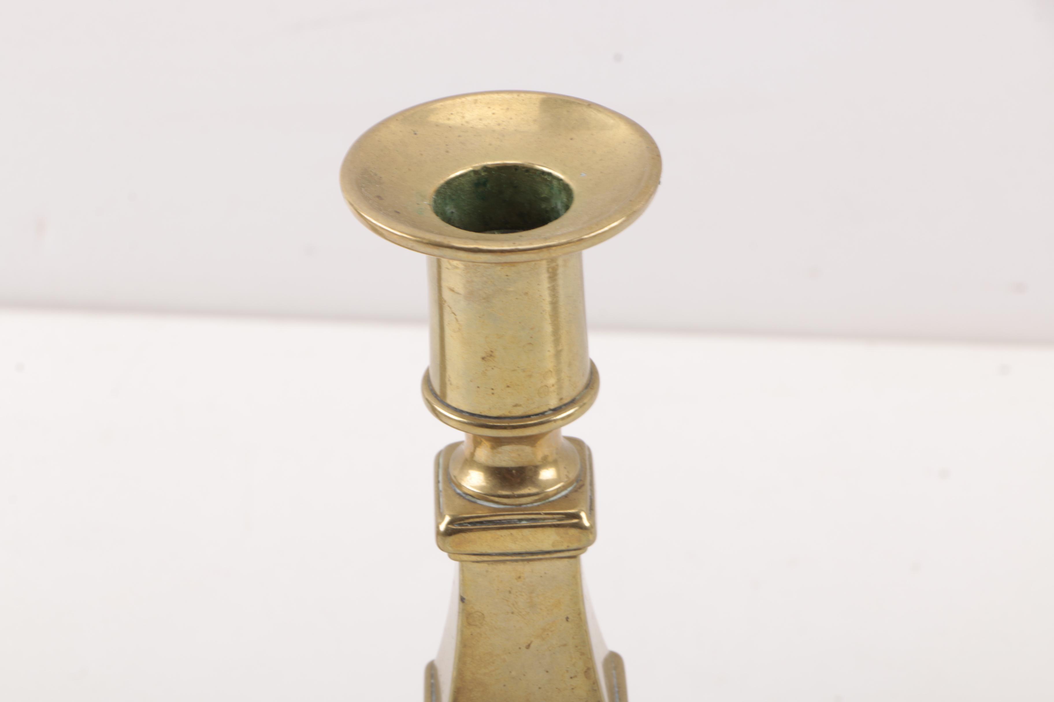 Antique Brass Candlesticks Including Push-Ups