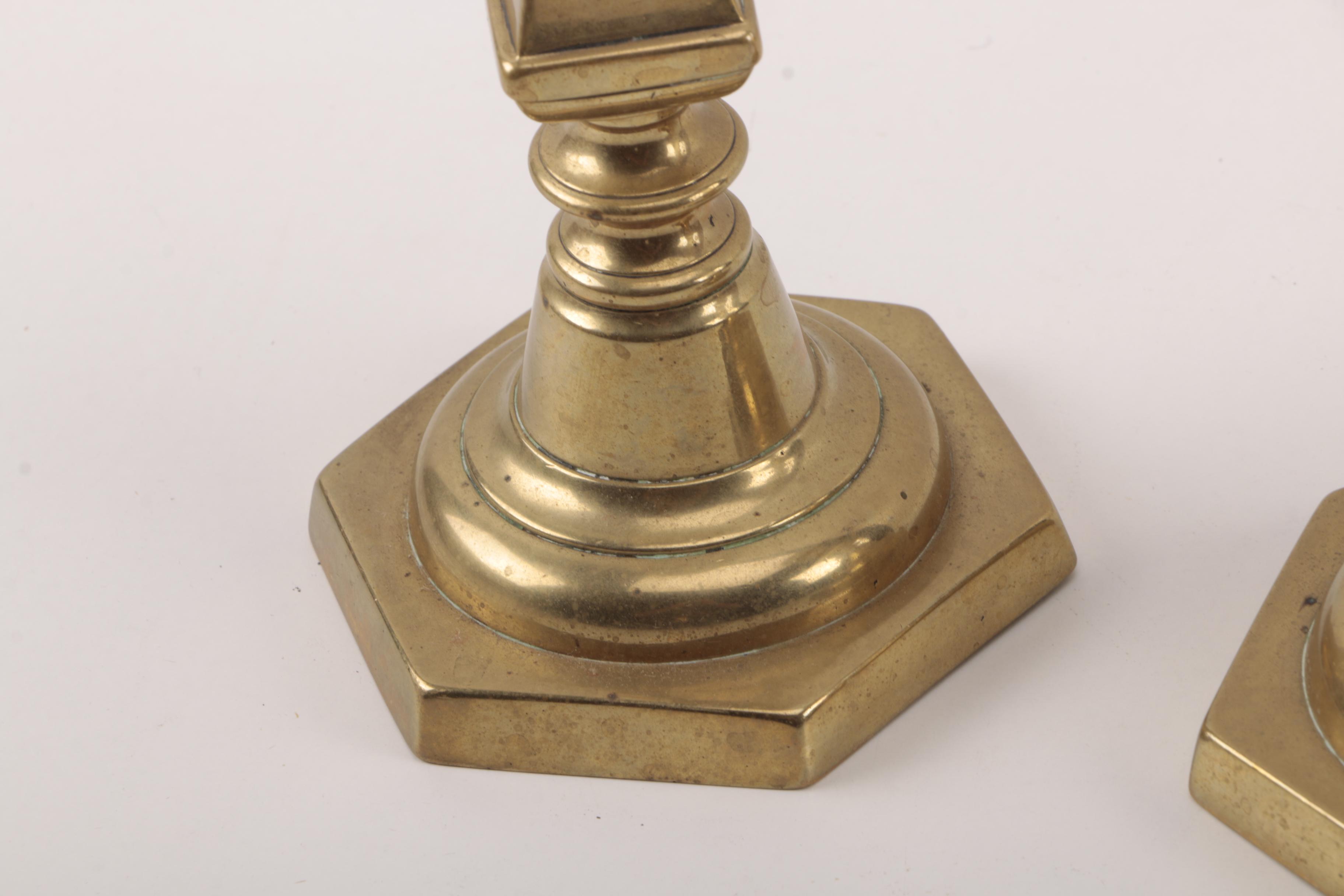 Antique Brass Candlesticks Including Push-Ups