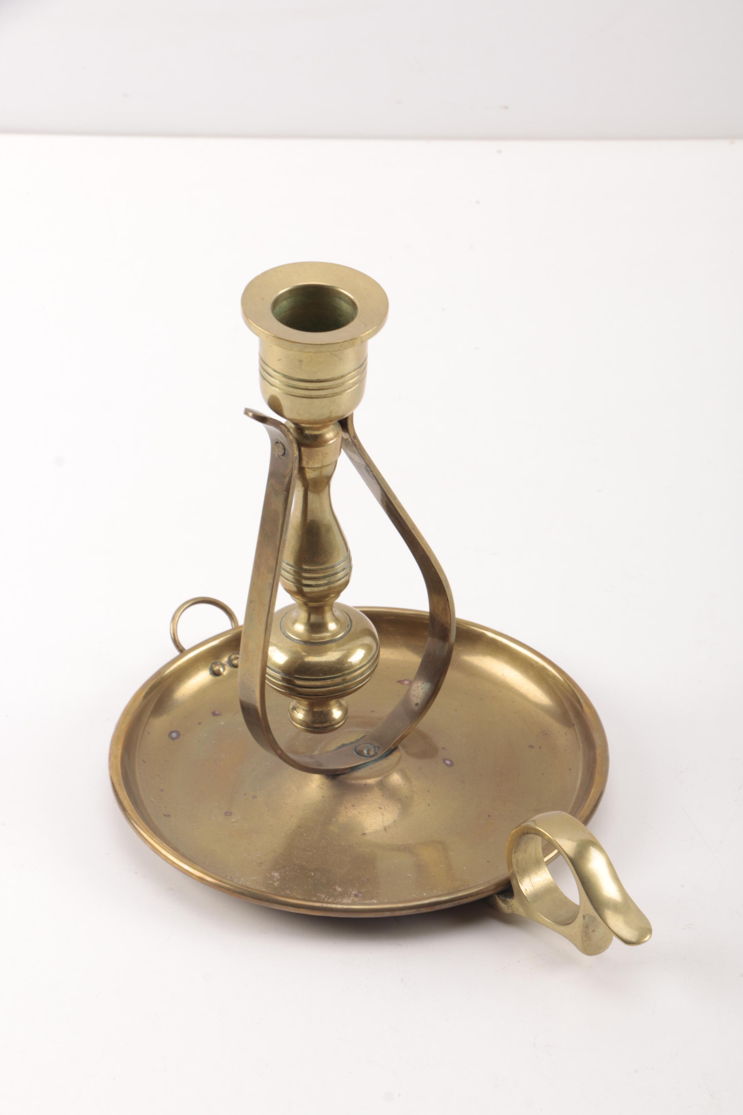 Antique Brass Candlesticks Including Push-Ups