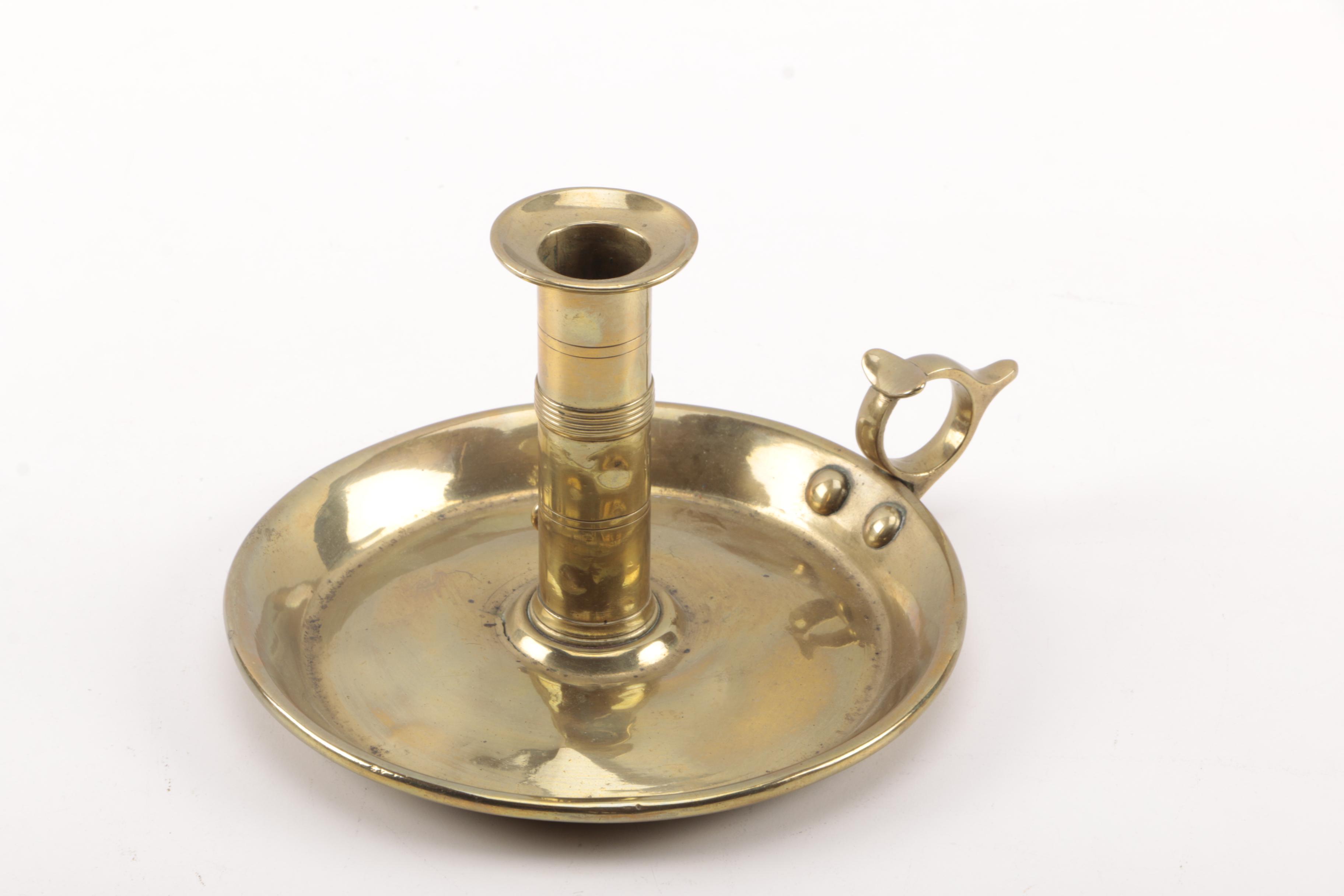 Antique Brass Candlesticks Including Push-Ups