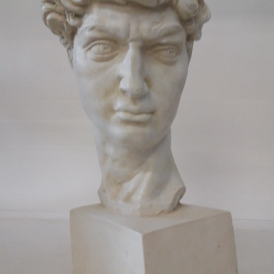 Painted Cast Concrete Bust of "David" after Michelangelo