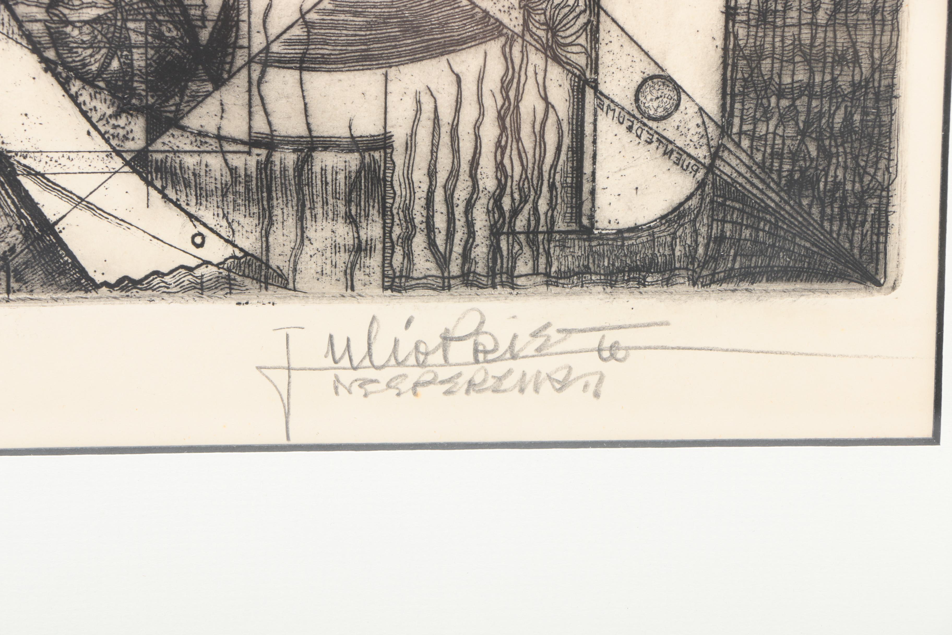 Julio Prieto Nespereira Artist Proof Etching on Paper "Recuerdos de mis Retonos Gallegos"