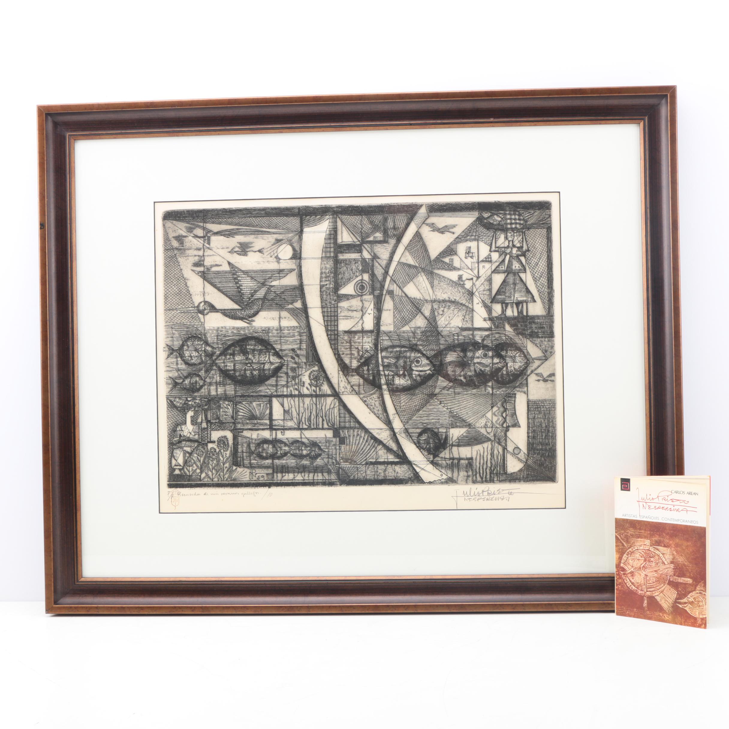 Julio Prieto Nespereira Artist Proof Etching on Paper "Recuerdos de mis Retonos Gallegos"