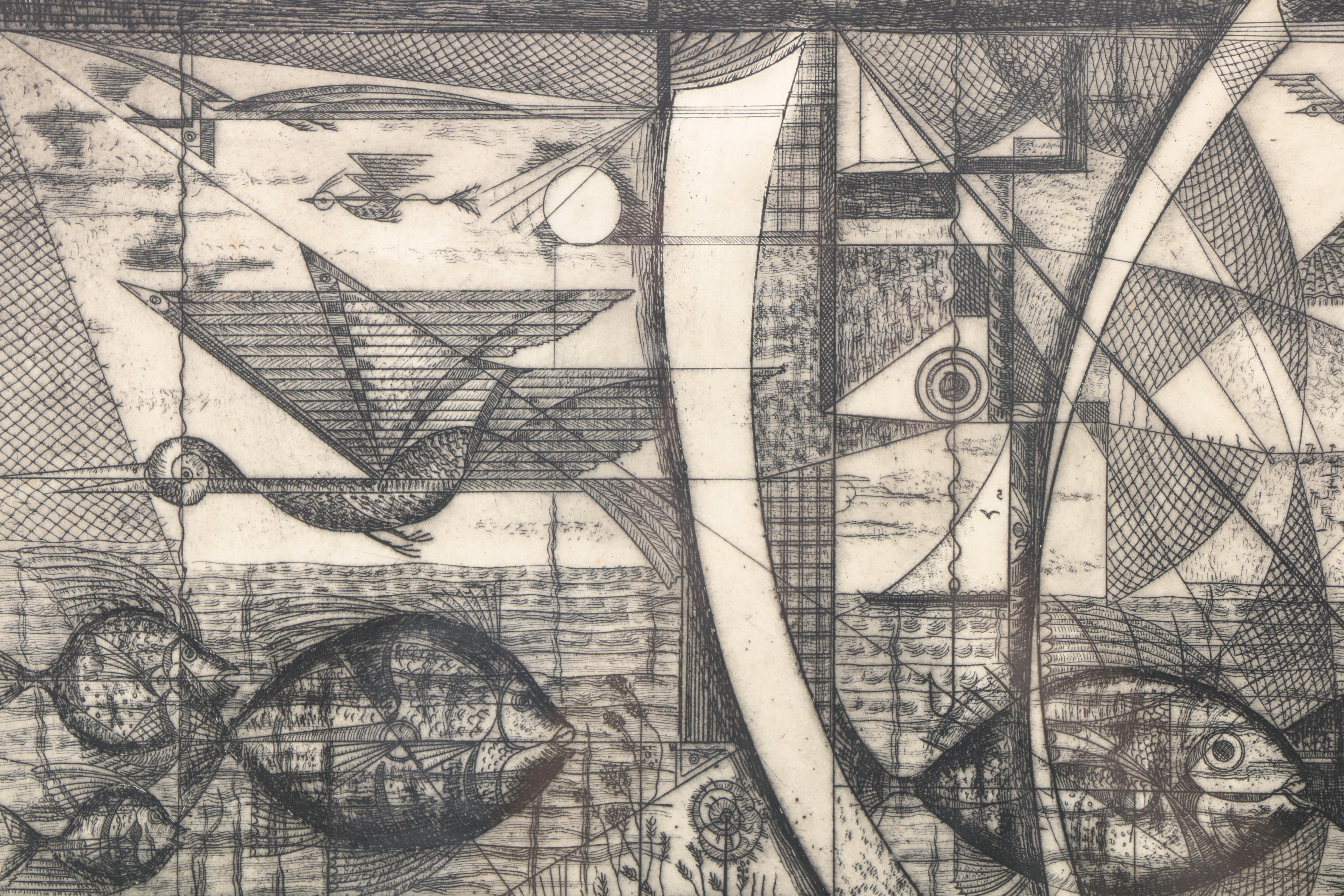 Julio Prieto Nespereira Artist Proof Etching on Paper "Recuerdos de mis Retonos Gallegos"