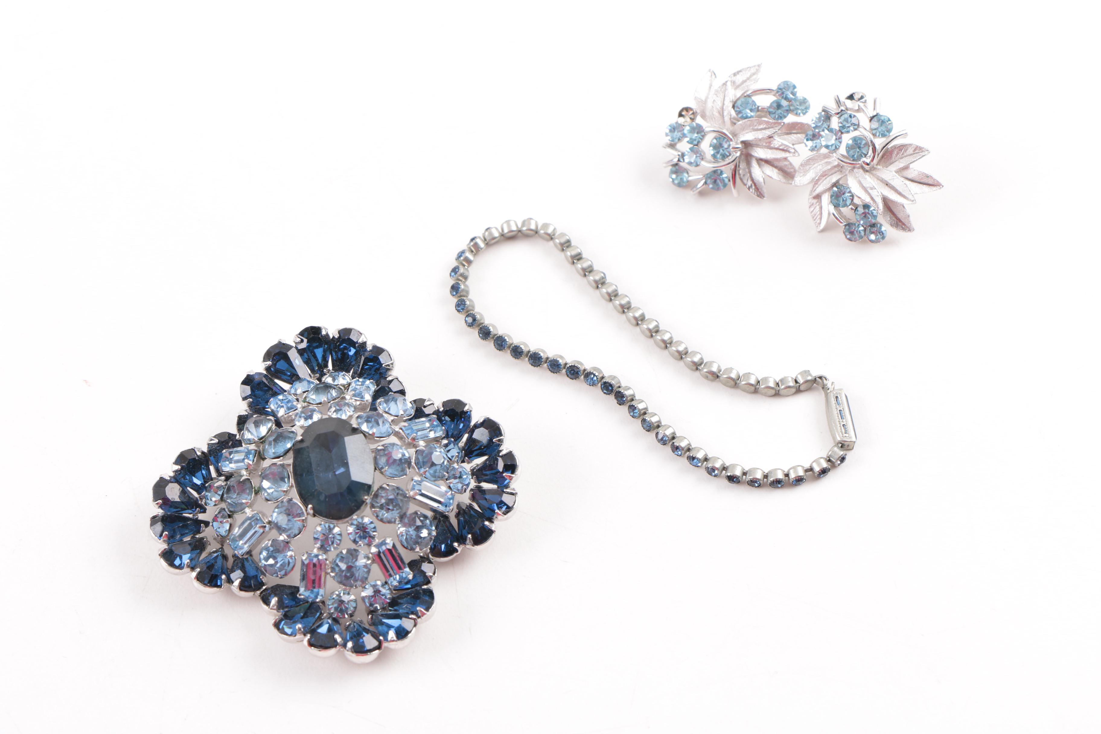 Collection of Blue Tone Jewelry Including Trifari