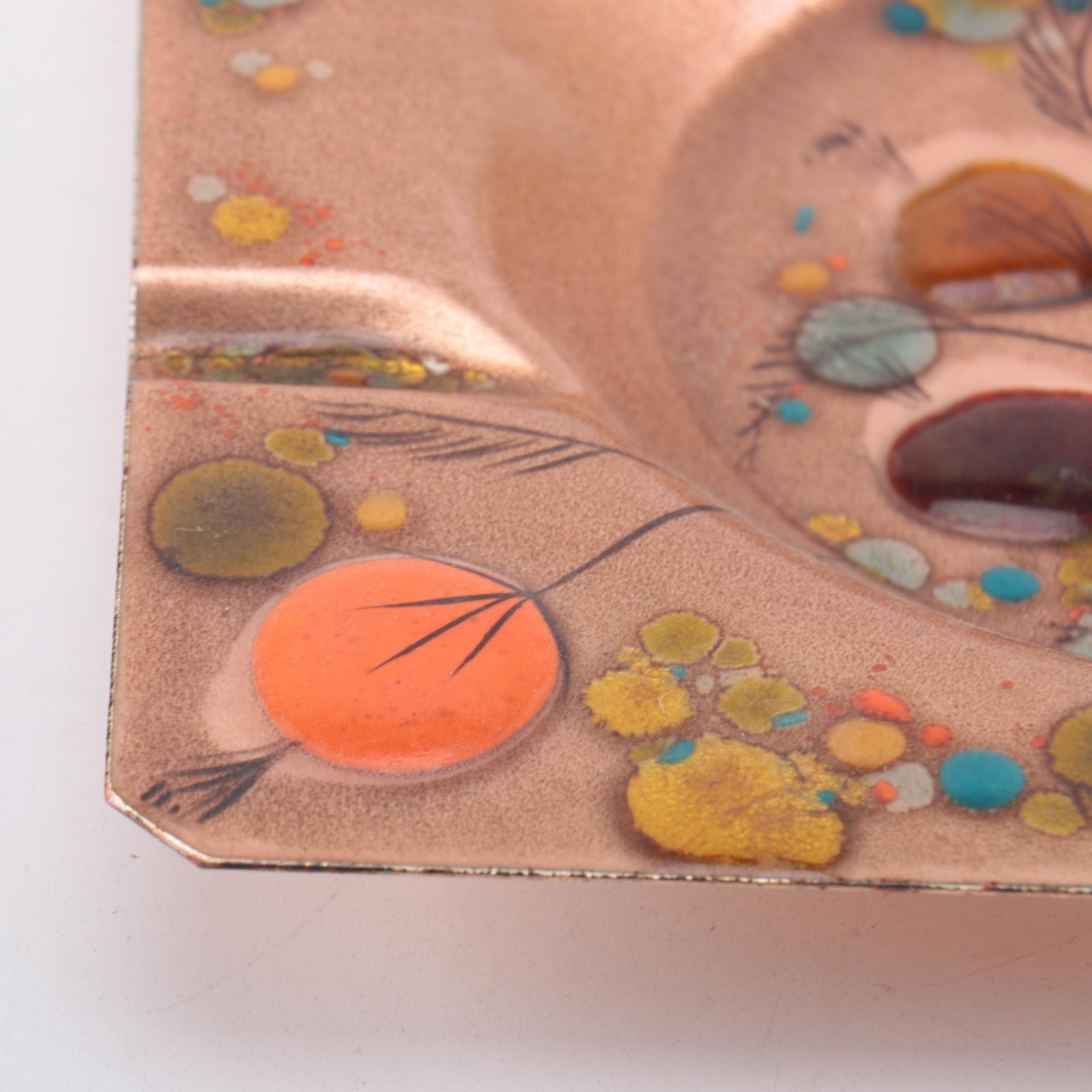 Copper Ashtray With Framed Metal Wall Decor