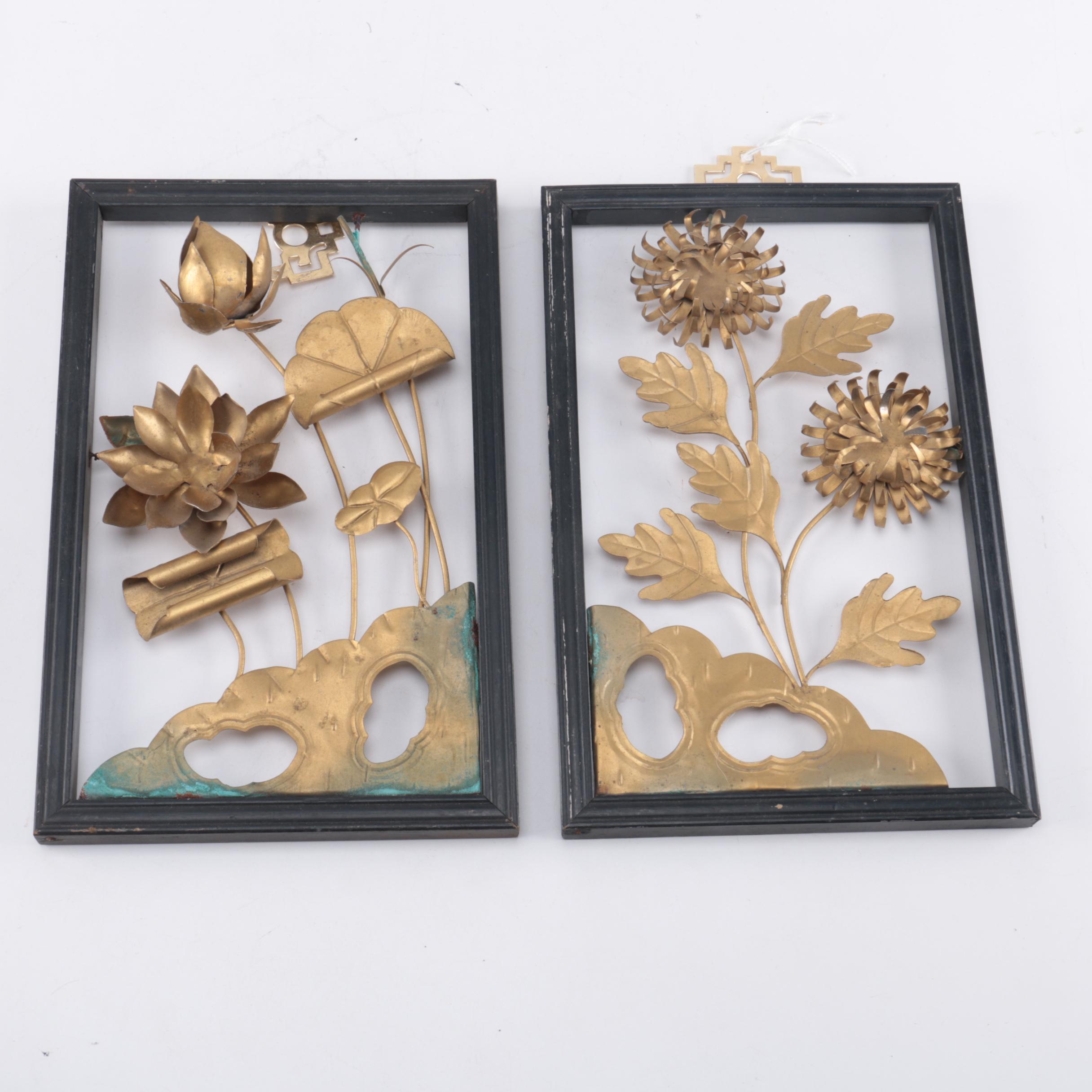 Copper Ashtray With Framed Metal Wall Decor
