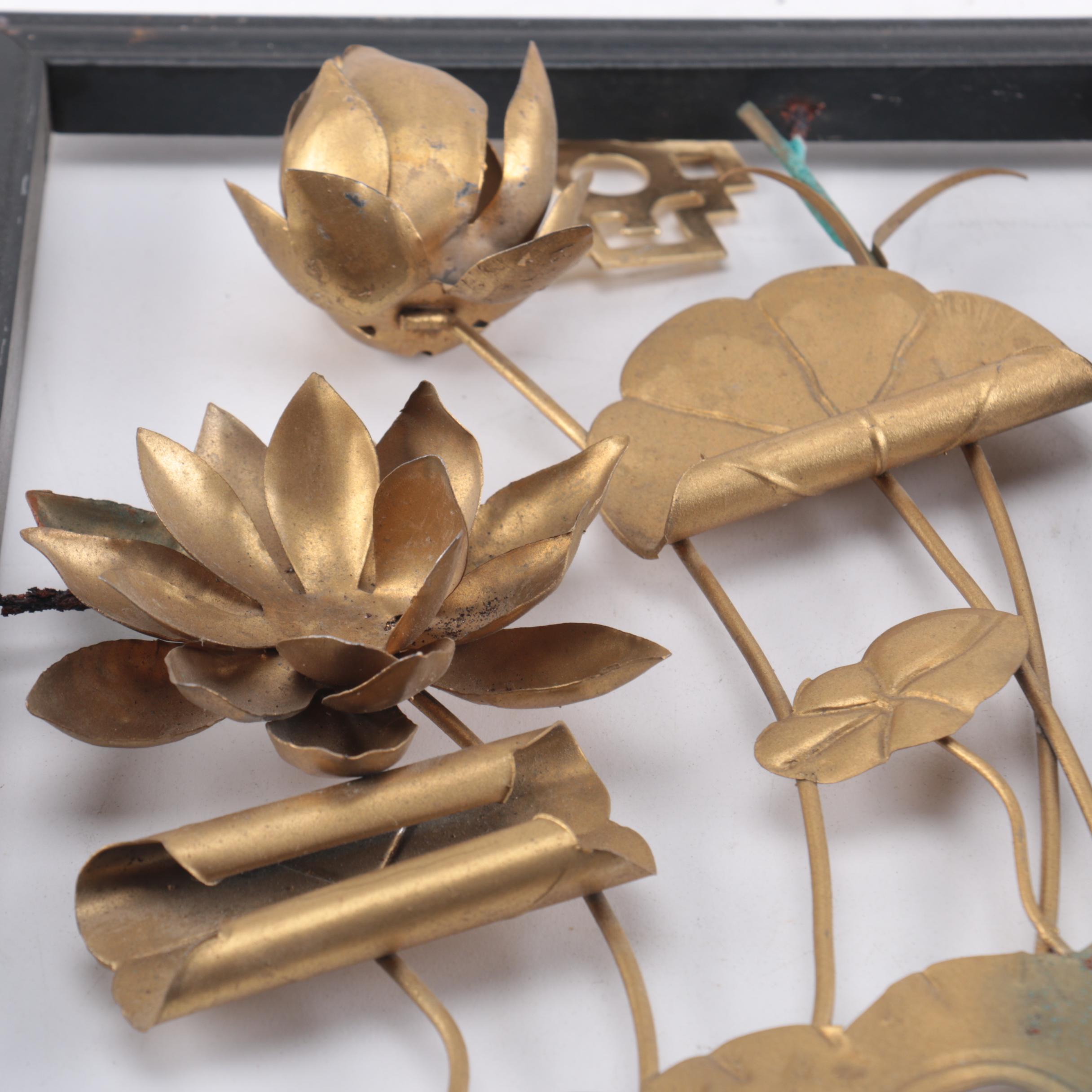 Copper Ashtray With Framed Metal Wall Decor