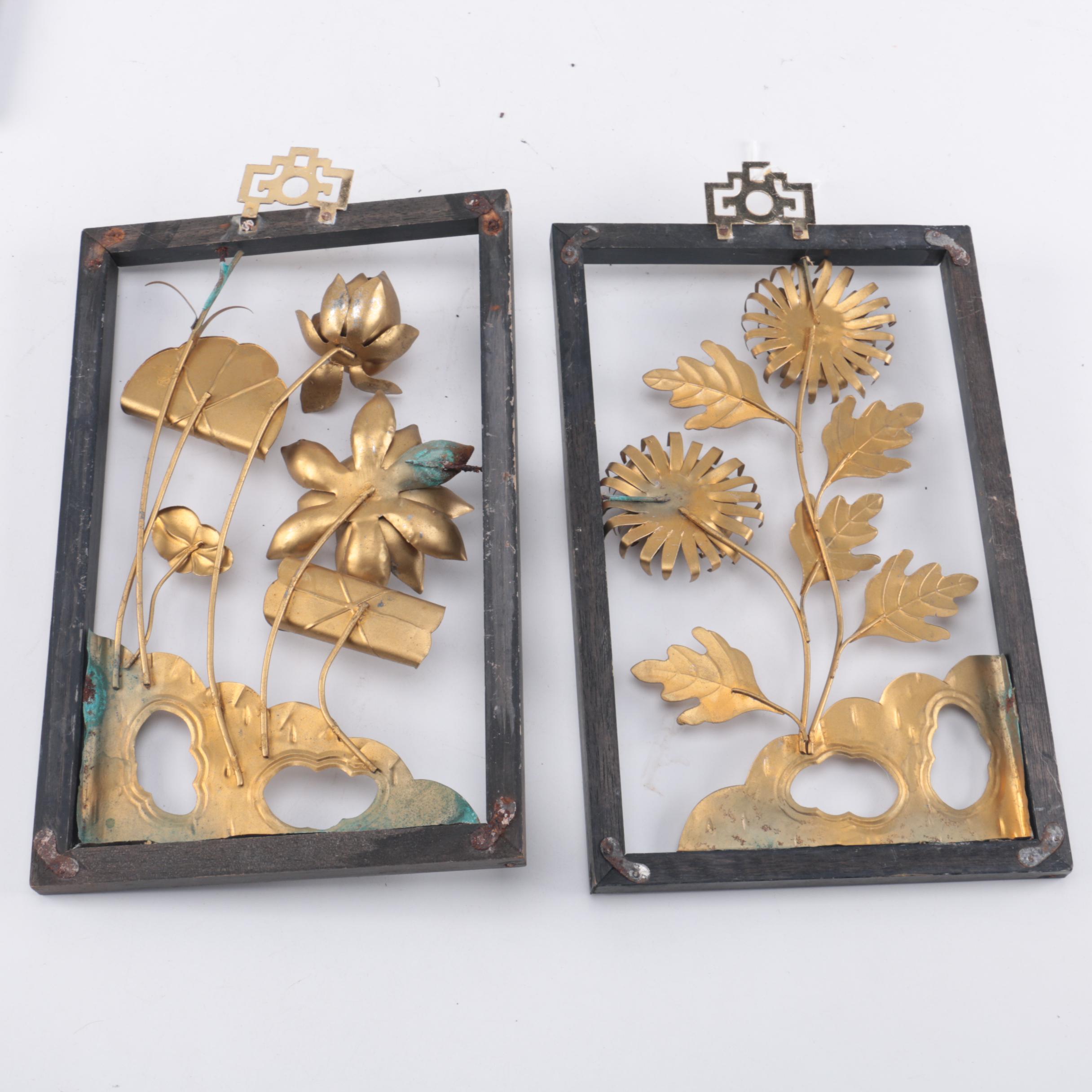 Copper Ashtray With Framed Metal Wall Decor